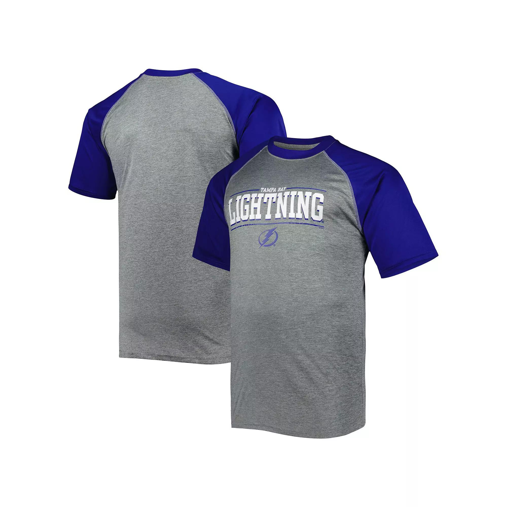 Men's Heather Gray Tampa Bay Lightning Big & Tall Logo Raglan T-Shirt, Size: 6XB, Lgh Grey Product Image