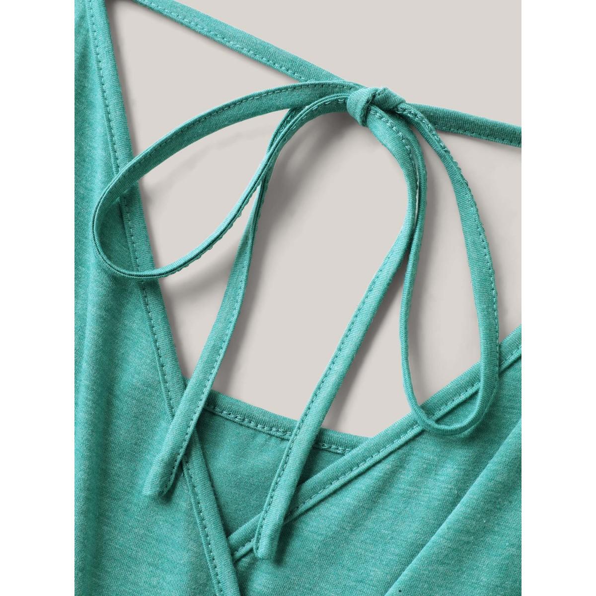 Plus Size Emerald Textured Bodice Spliced Pockets Jumpsuit Women Sleeveless Square Neck Casual Loose Jumpsuits BloomChic 10/M Product Image