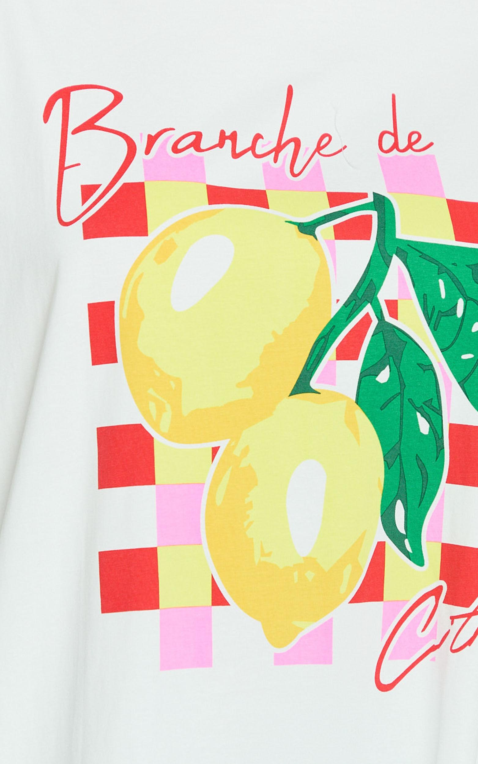 Fiona Top - Oversized Lemons Print T-Shirt in White Product Image