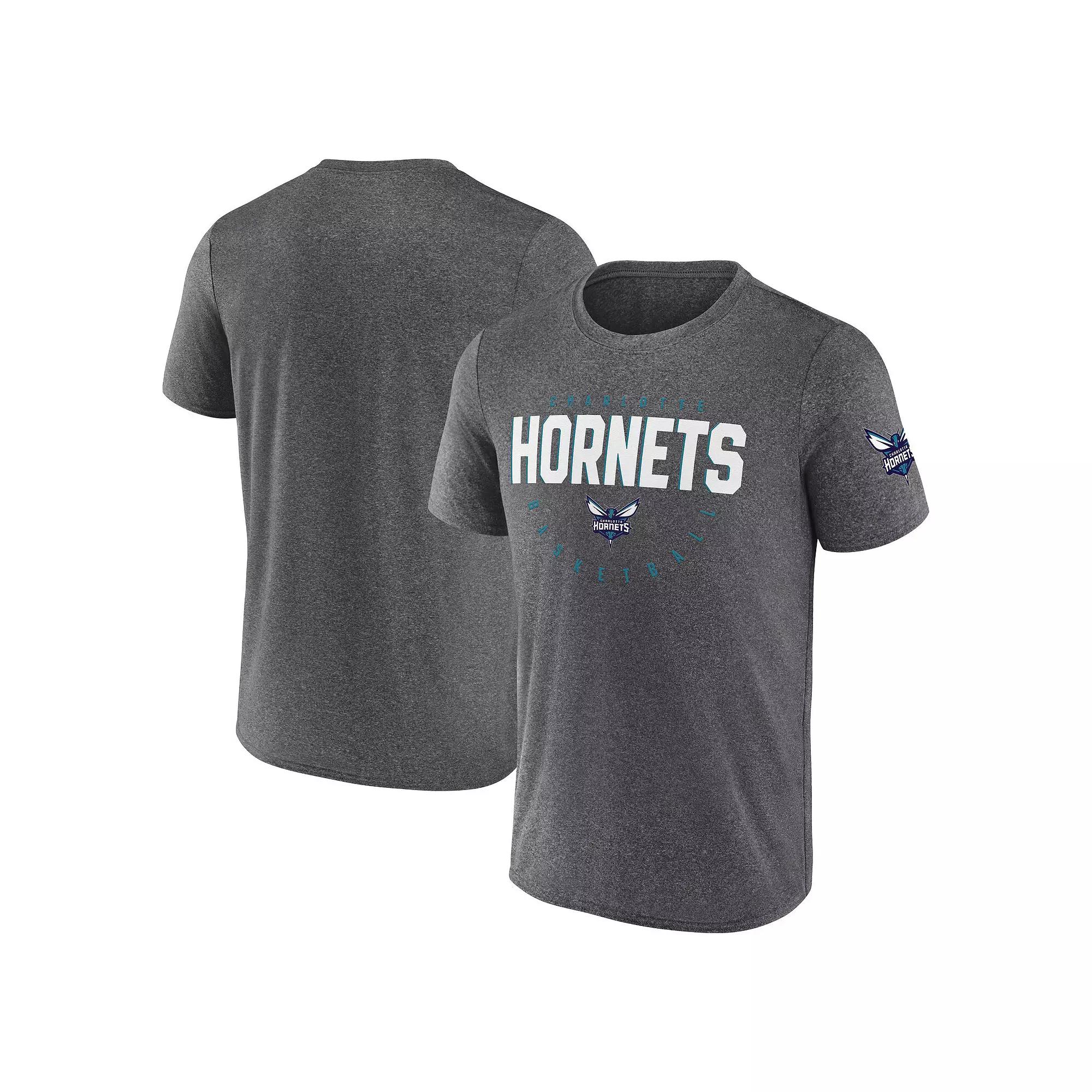 Men's Heather Charcoal Charlotte Hornets Block Practice Performance T-Shirt,  Product Image