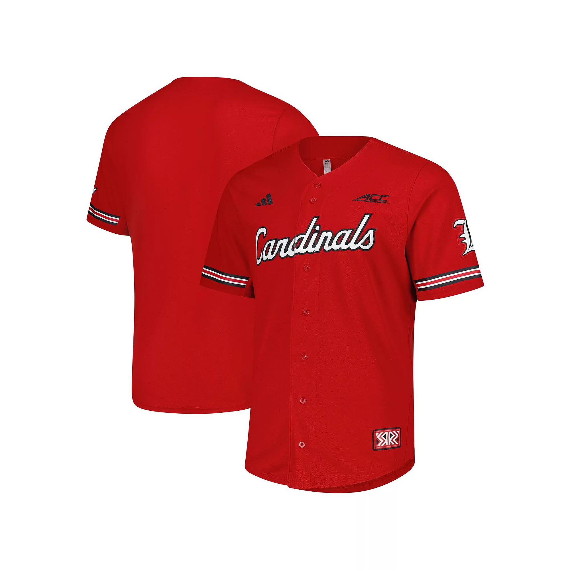 Men's adidas Red Louisville Cardinals Reversible Retro Full-Button Baseball Jersey,  Product Image