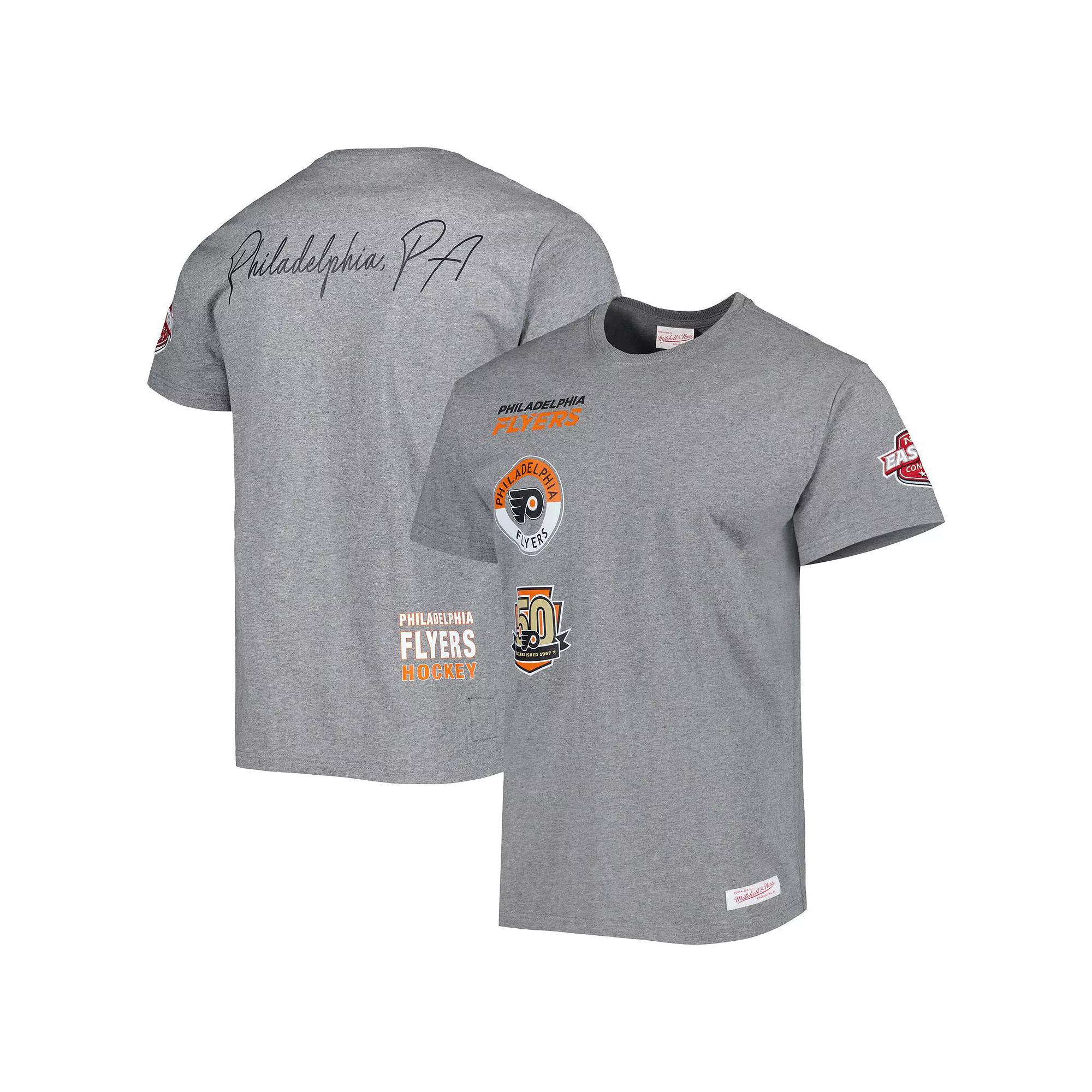 Men's Mitchell & Ness Heather Gray Philadelphia Flyers City Collection T-Shirt, Size: XL, Fly Grey Product Image