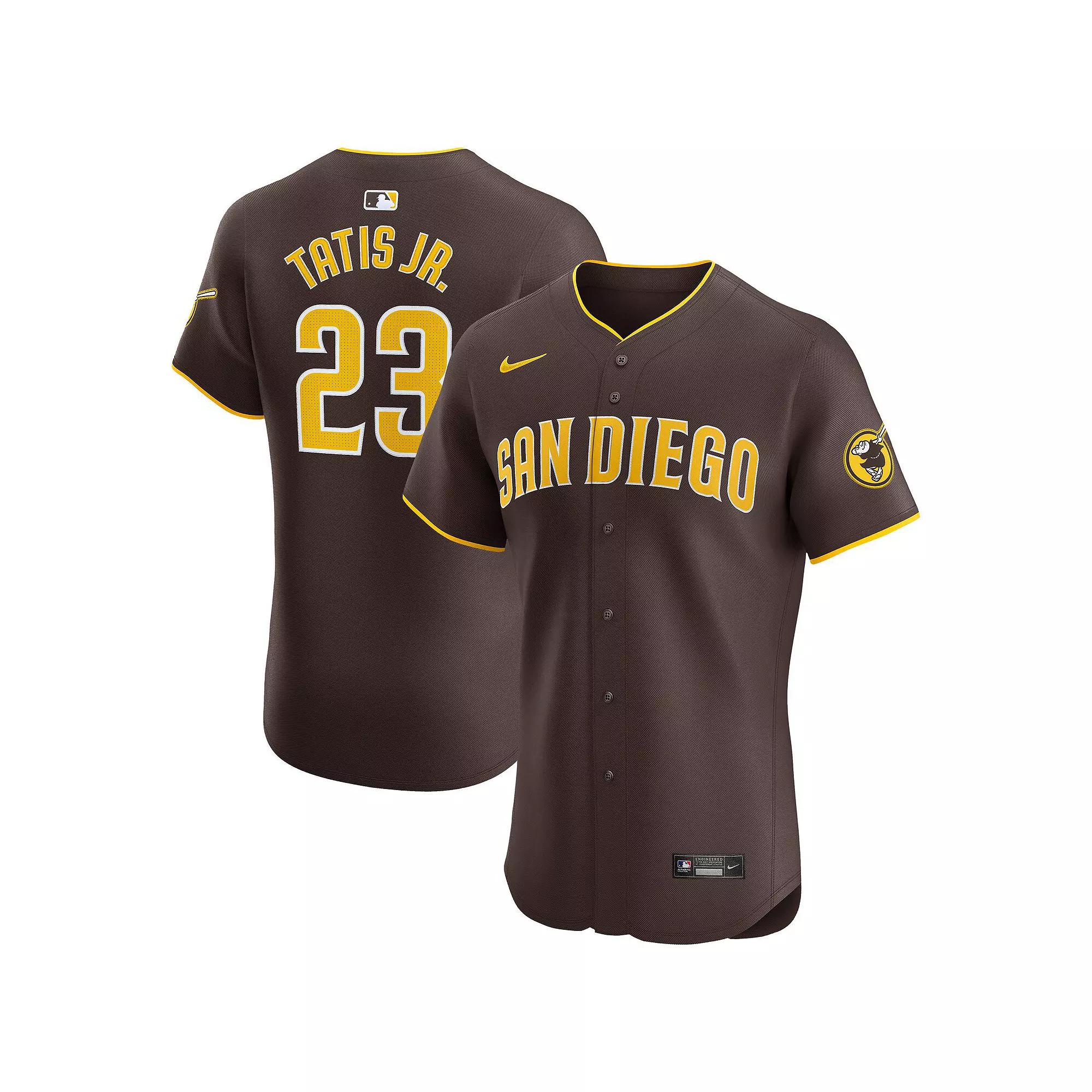 Men's Nike Fernando Tatis Jr. Brown San Diego Padres Road Elite Player Jersey, Size: 52 Product Image