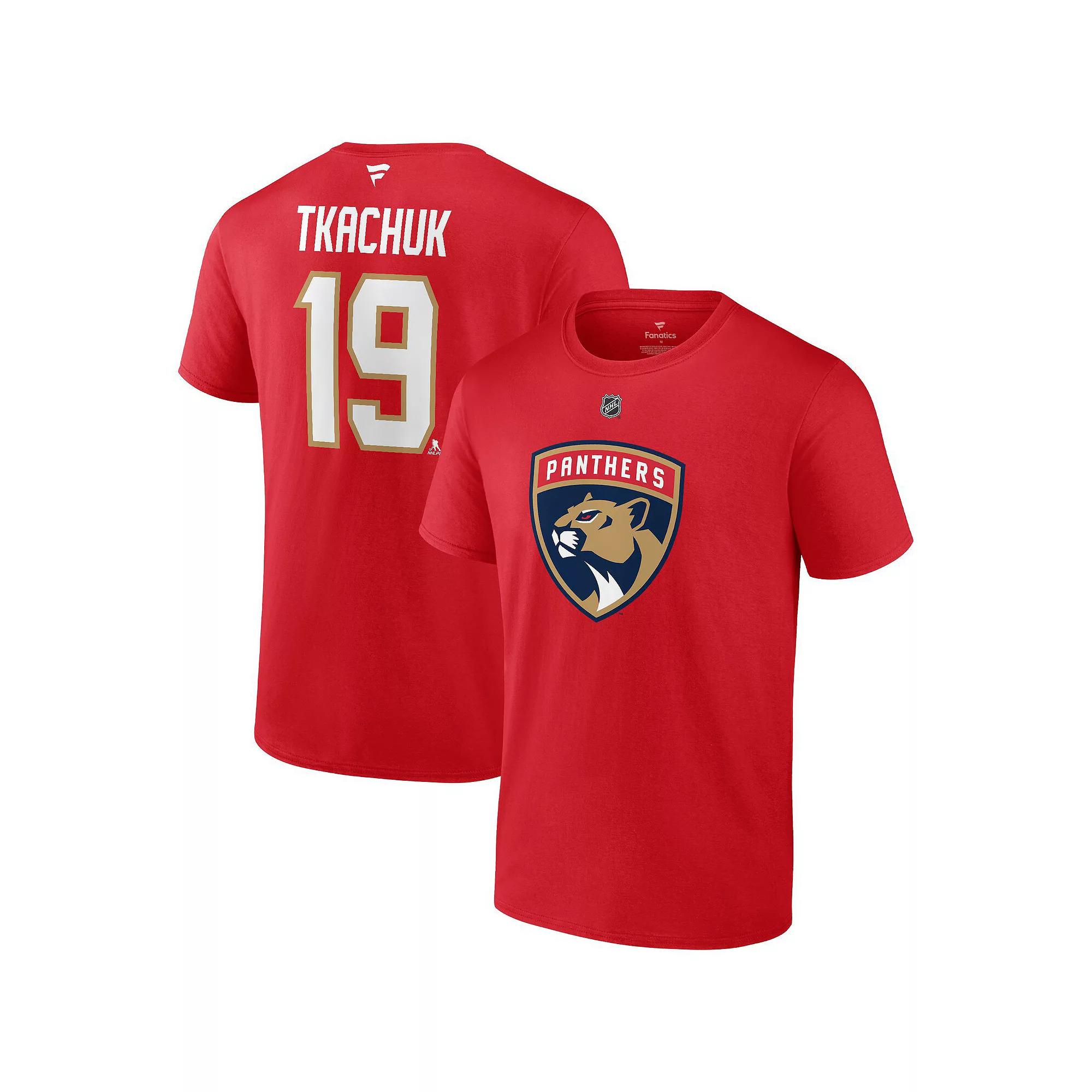 Men's Fanatics Branded Matthew Tkachuk Red Florida Panthers Authentic Stack Name & Number T-Shirt, Size: 2XL, Pnt Red Product Image
