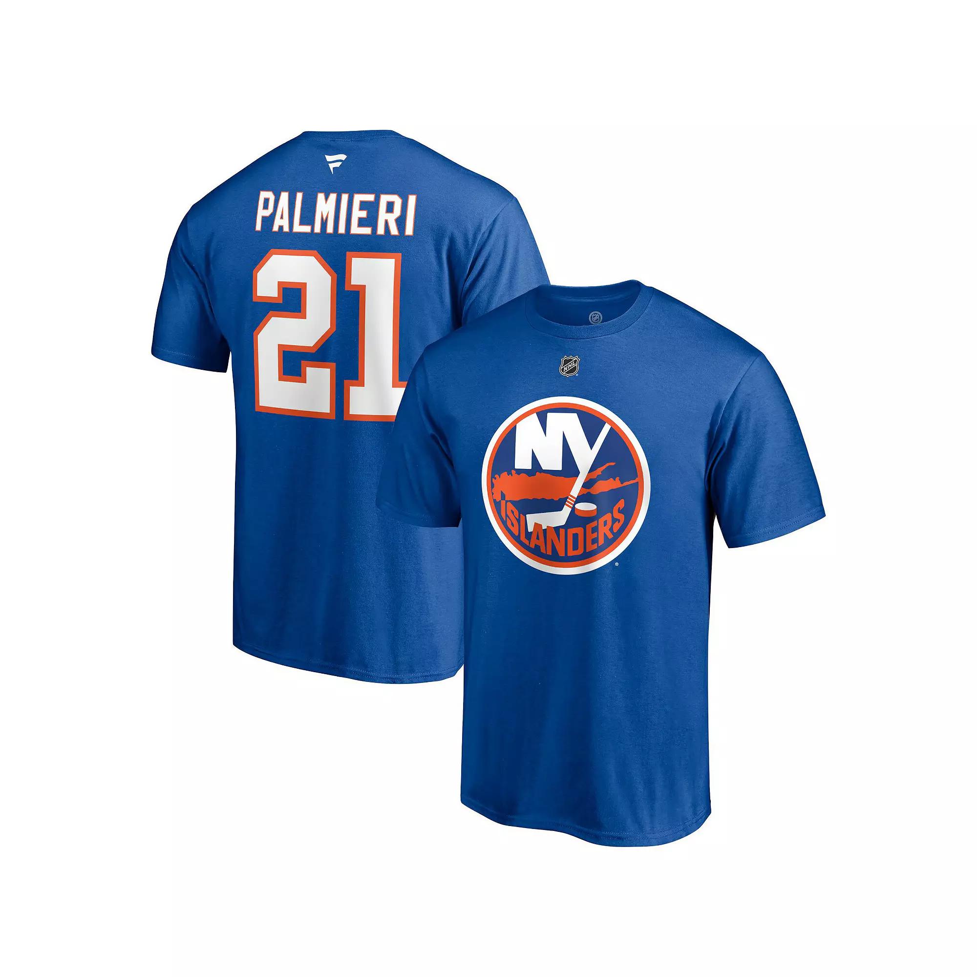 Men's Fanatics Branded Kyle Palmieri Royal New York Islanders Authentic Stack Name & Number T-Shirt, Size: Small, Isl Blue Product Image
