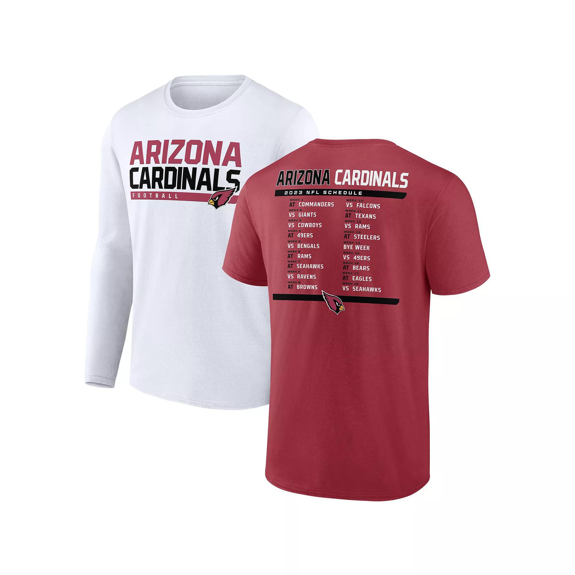 Men's Fanatics Branded Cardinal/White Arizona Cardinals Two-Pack 2023 Schedule T-Shirt Combo Set, Size: 4XL, Red Product Image