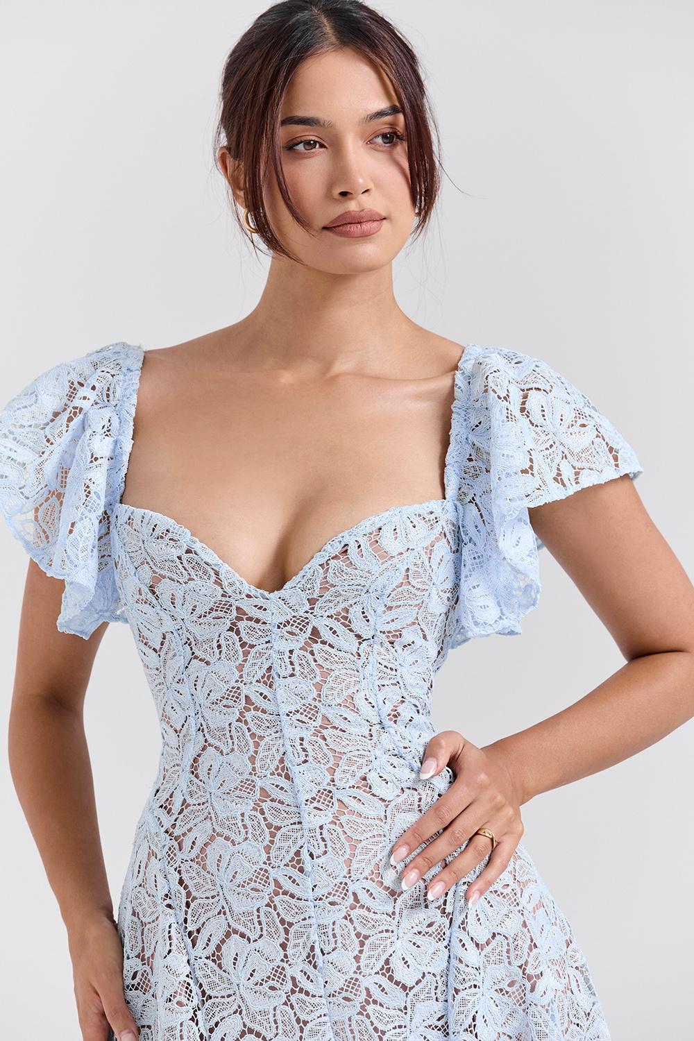 Austen  bluebell floral lace midi dress Product Image
