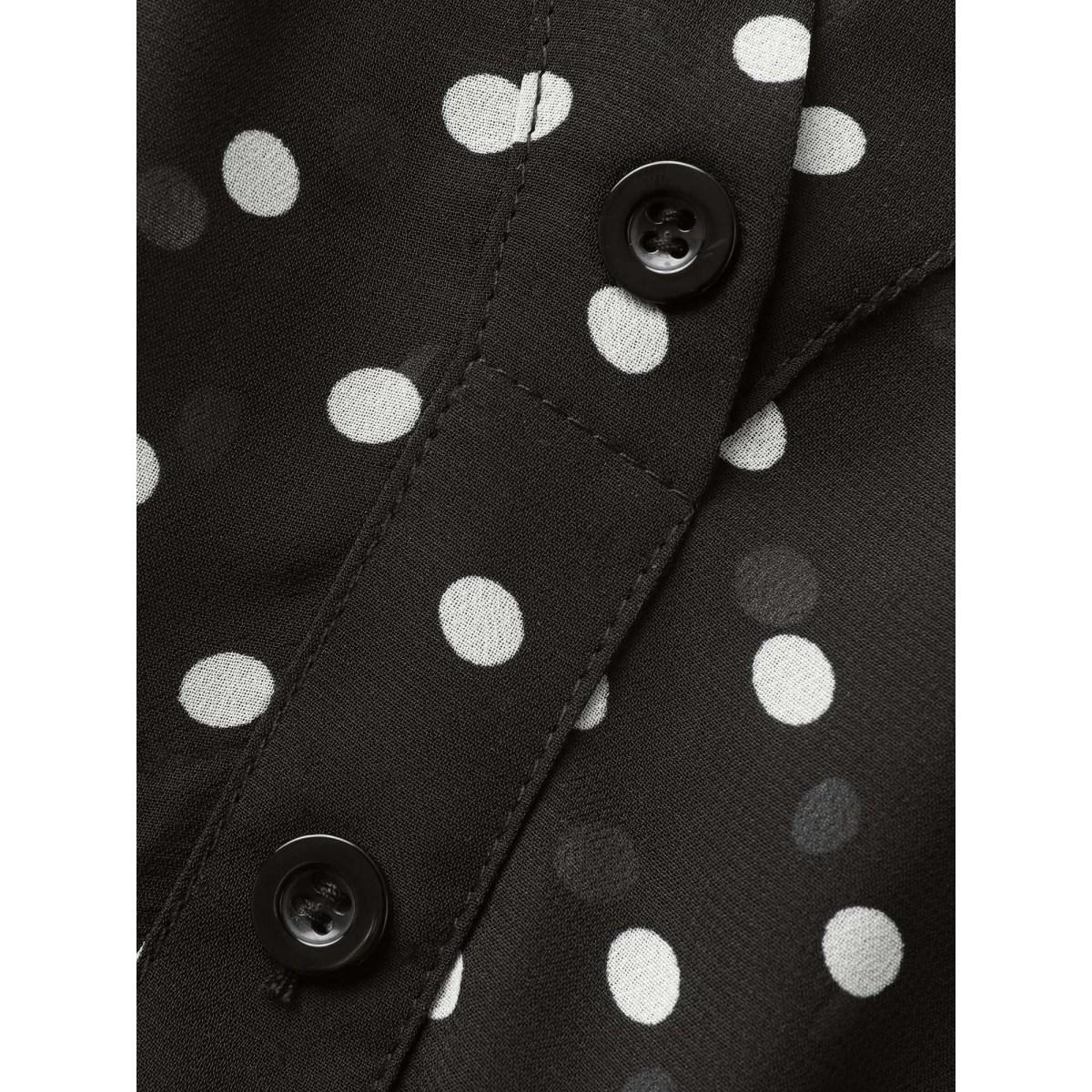 Plus Size Black Chiffon Polka Dot Button Detail Blouse Women Elegant Elbow-length sleeve Flat collar with V-notch Everyday Blouses BloomChic 10/M Product Image