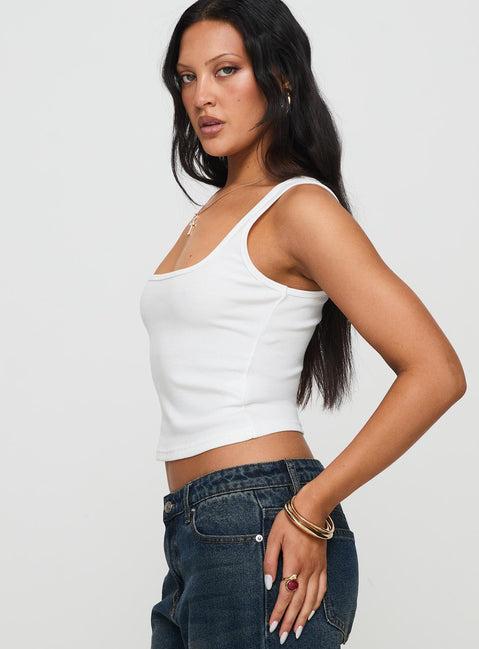 Baseline Square Neck Rib Tank Top White Product Image