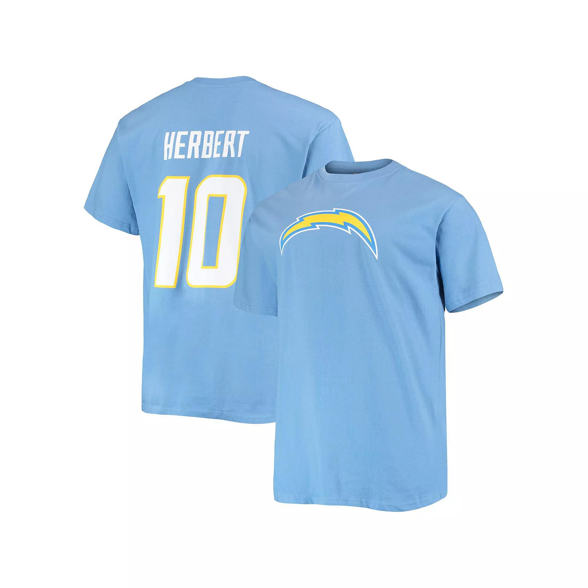 Men's Fanatics Branded Justin Herbert Powder Blue Los Angeles Chargers Big & Tall Player Name & Number T-Shirt,  Product Image