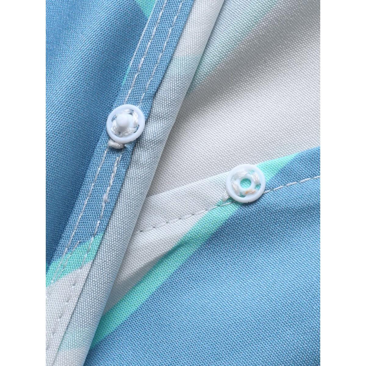 Plus Size Geometric Surplice Neck Tie Knot Midi Dress Stone Women At the Office Tie knot Shirt collar Short sleeve Curvy BloomChic 12/L Product Image