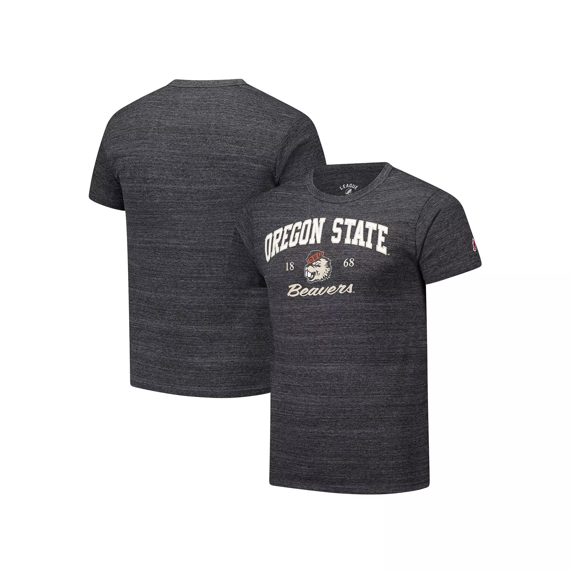 Men's League Collegiate Wear Charcoal Oregon State Beavers Arch Script Victory Falls Tri-Blend T-Shirt,  Product Image