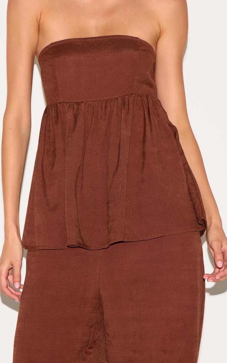 Chocolate Bandeau Peplum Detail Jumpsuit Product Image