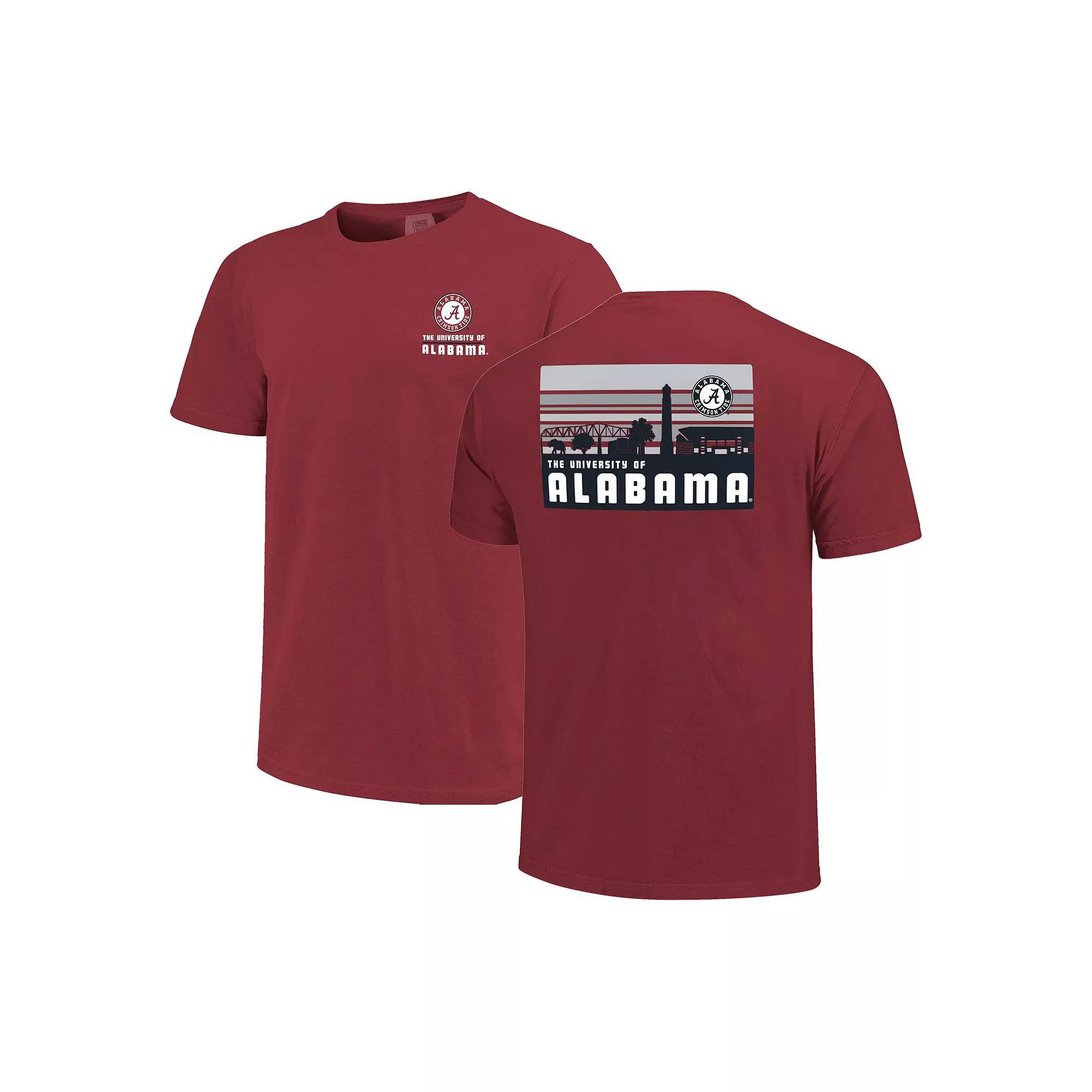 Men's Crimson Alabama Crimson Tide Striped Campus Skyline T-Shirt,  Product Image