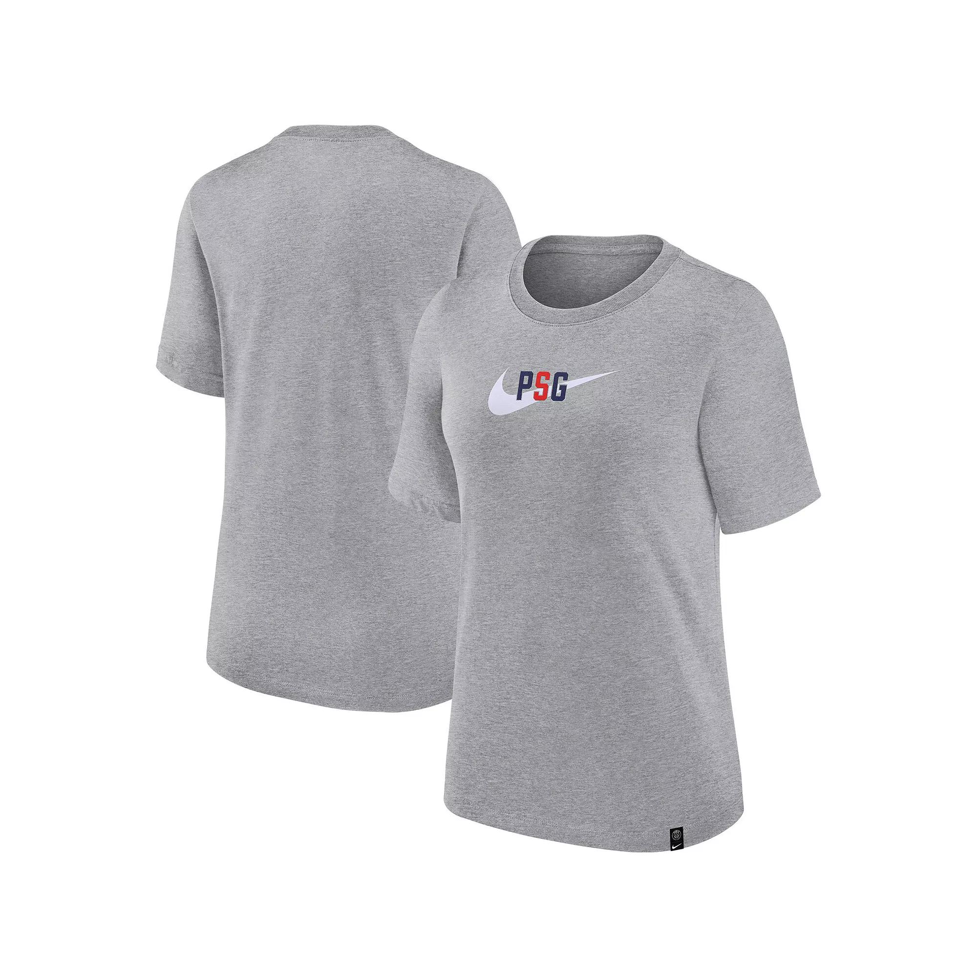 Women's Paris Saint-Germain Nike Heather Gray Swoosh T-Shirt, Size: Medium, Psg Grey Product Image