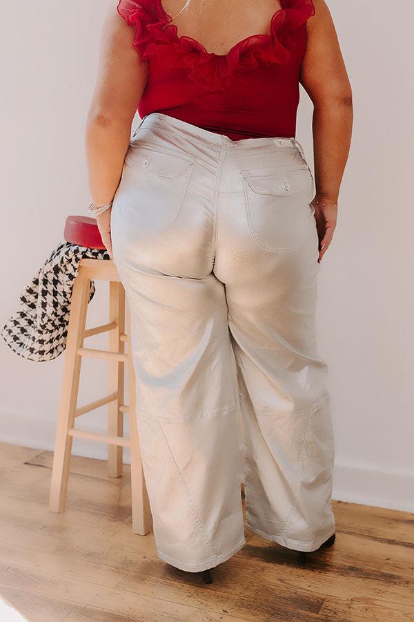 The Raleigh High Waist Metallic Pants In Silver Curves Product Image