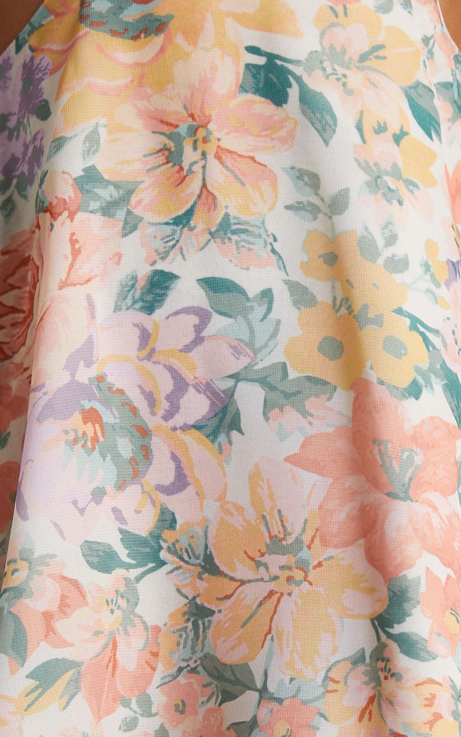 Ebonee Mini Dress - Puff Sleeve Cut Out Dress in Flower Crown Product Image