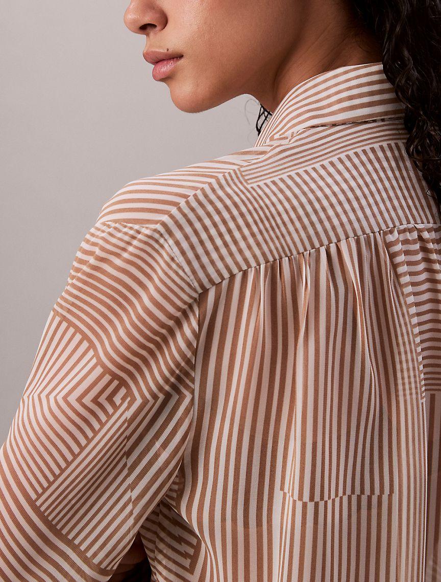 Chiffon Printed Classic Button-Down Shirt  Product Image