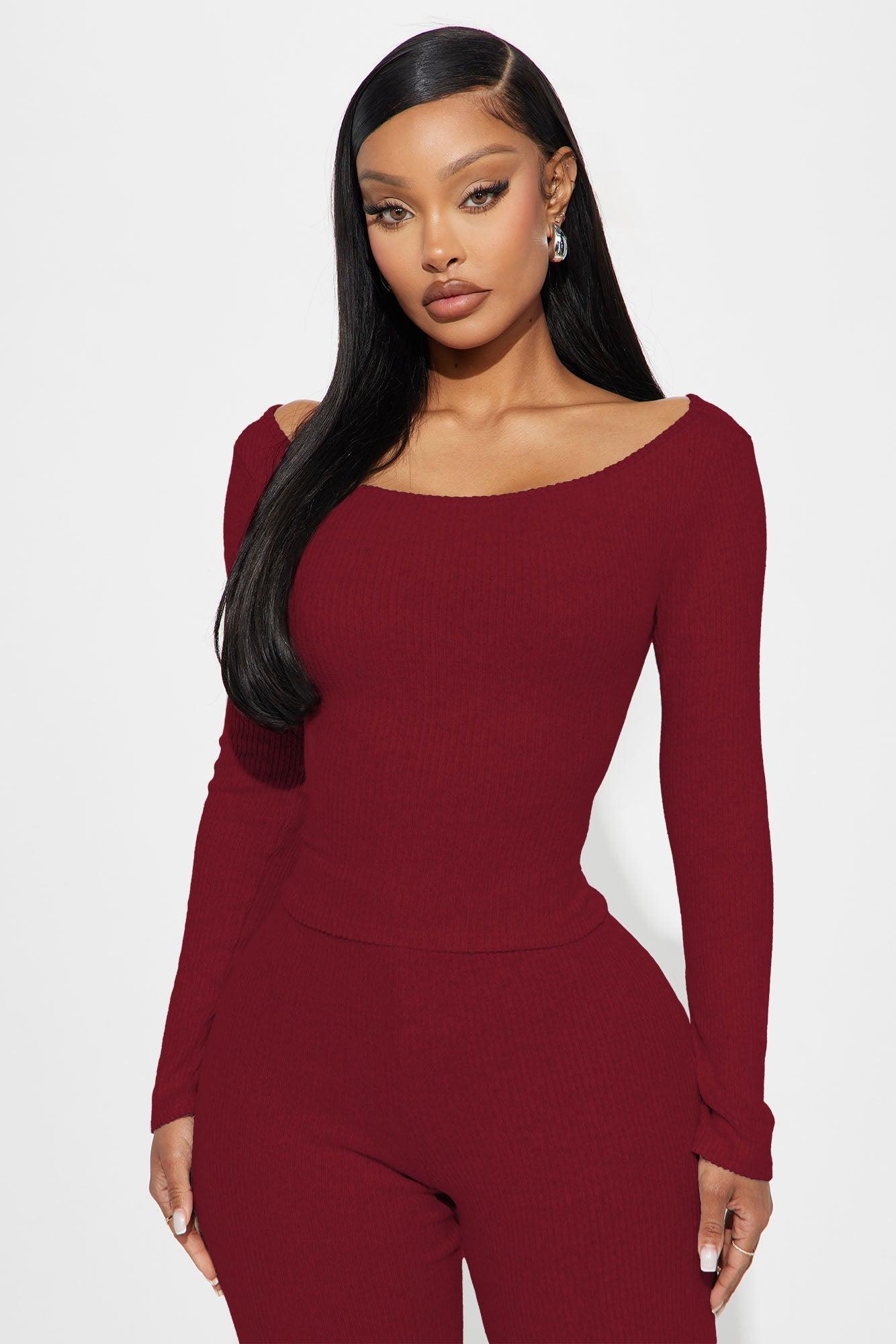 Petite Harper Cozy Pant Set - Red Product Image