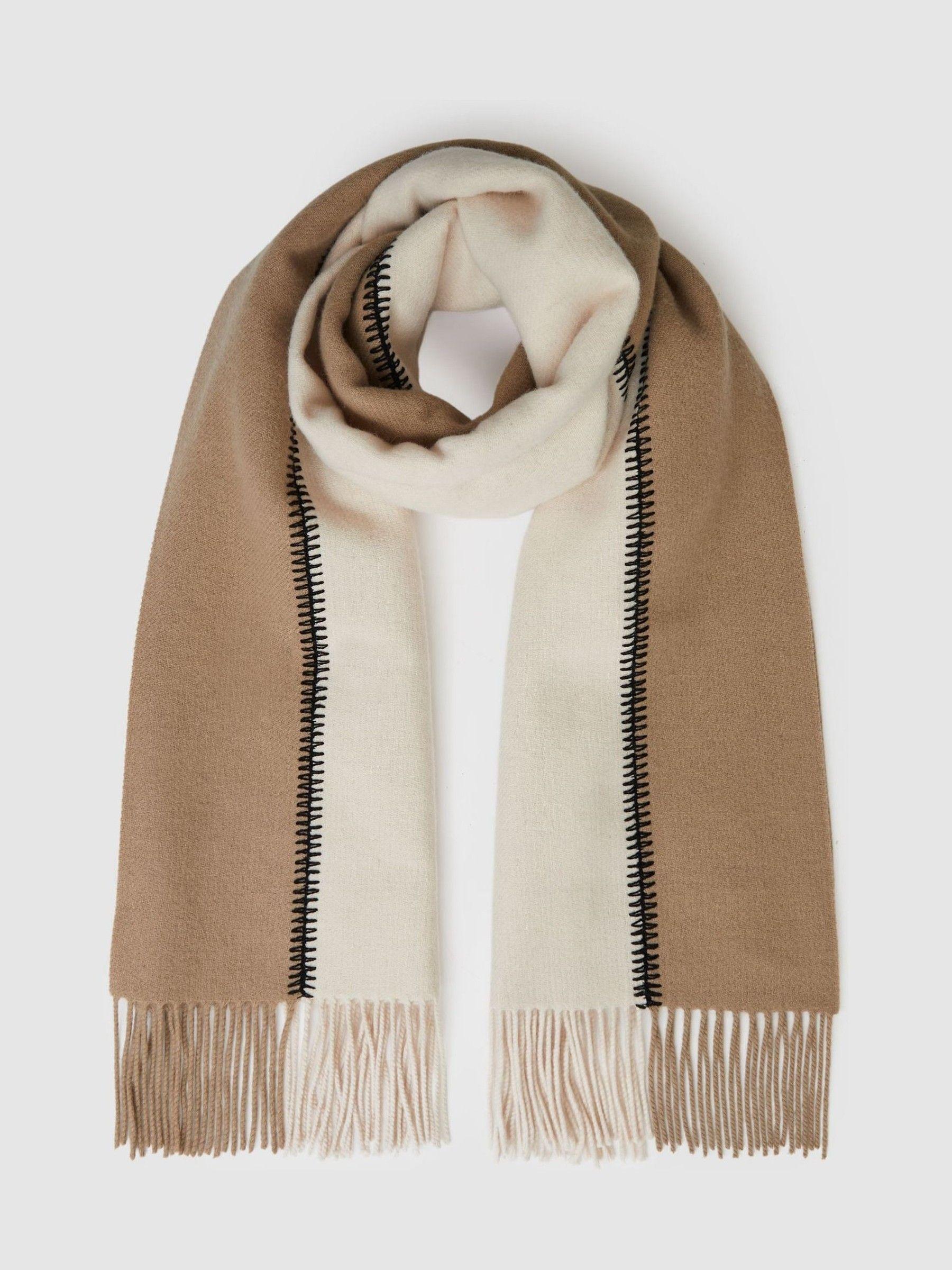 Lambswool Whipstitched Scarf in Camel Product Image
