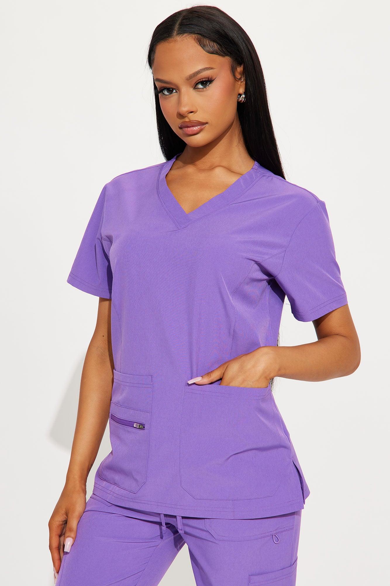 Essential 4 Way Stretch Scrub Uniform Set - Purple Product Image