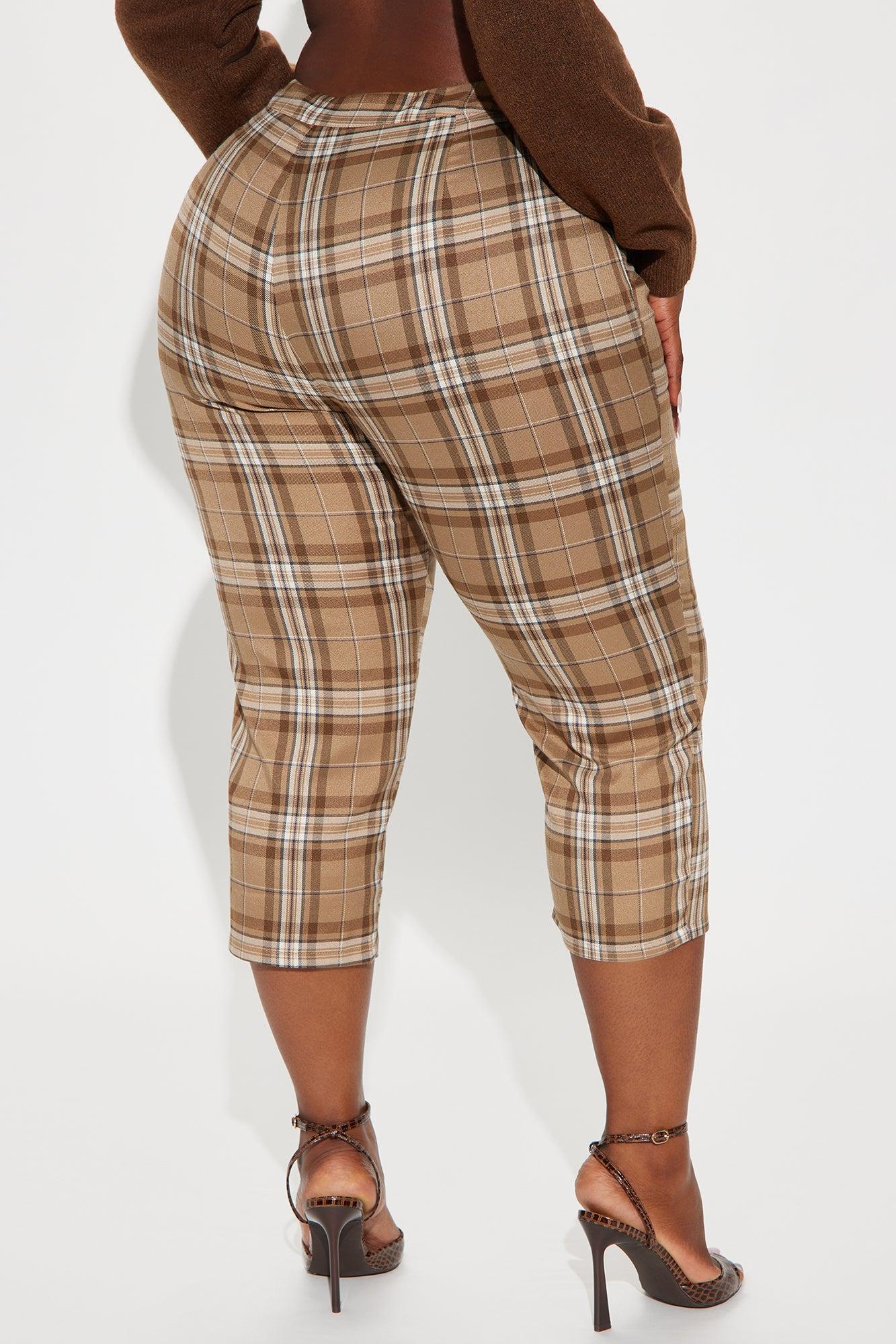 Business As Usual Plaid Capri Pant - Brown Product Image