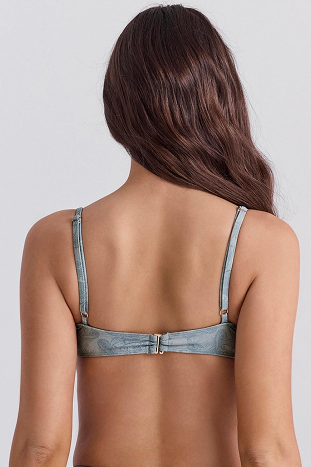 Antibes  blue paisley underwired bikini top Product Image