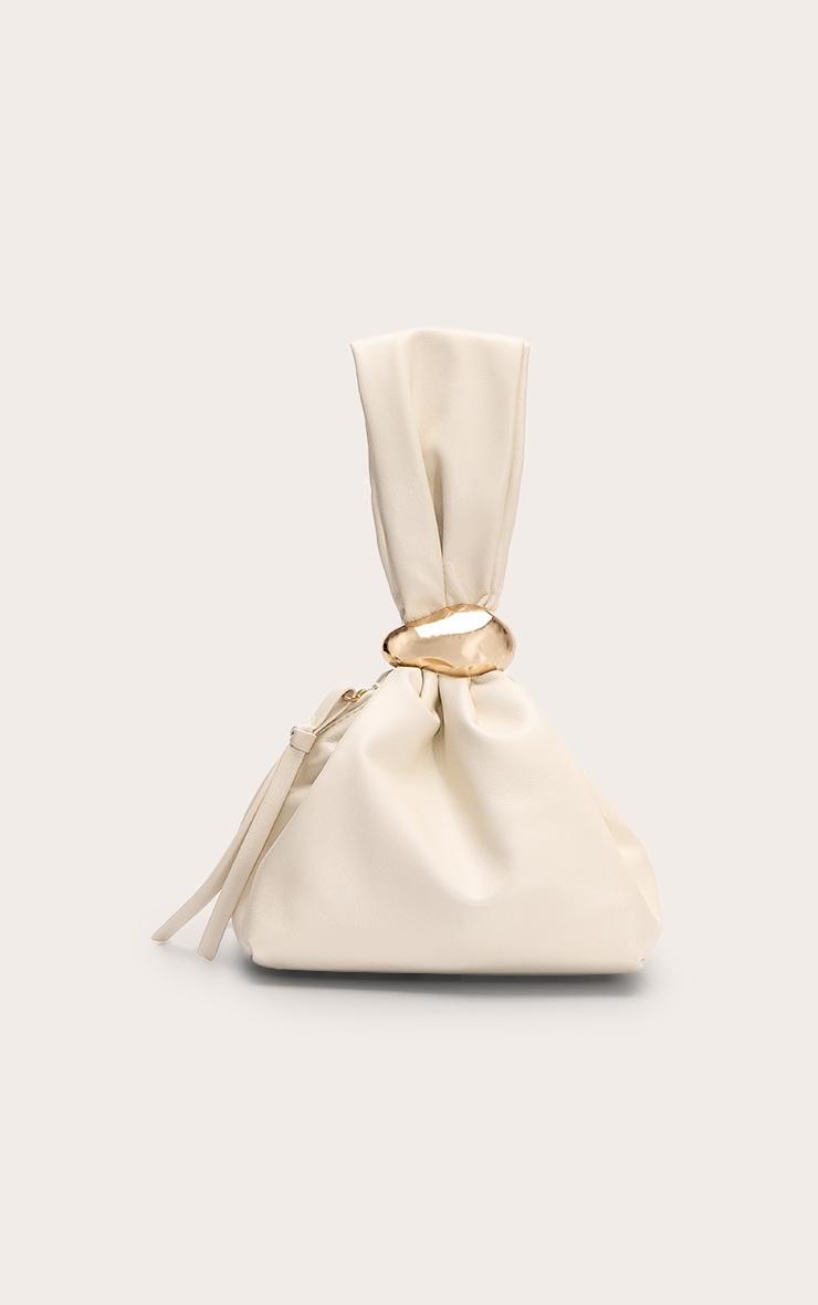 Premium Cream Soft Pu Gold Handle Hand Bag Product Image