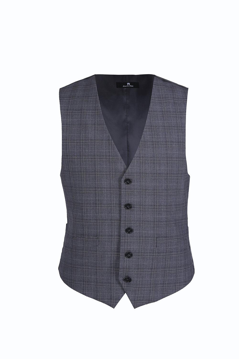 (42L) 3 Piece Suit 2 Buttons Gray Glen Plaid Regular Fit Product Image