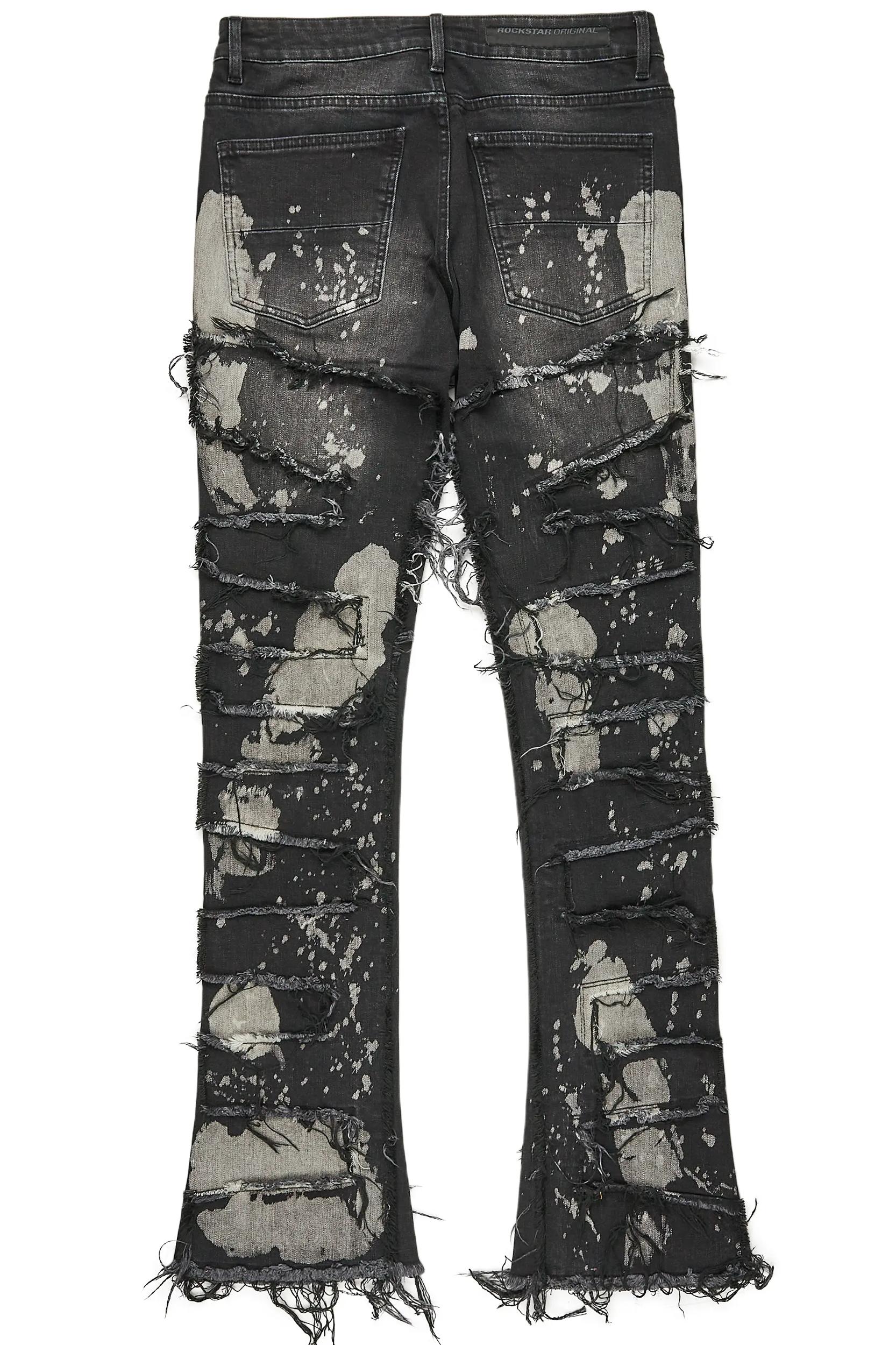 Laban Black Bleach Stacked Flare Jean Male Product Image