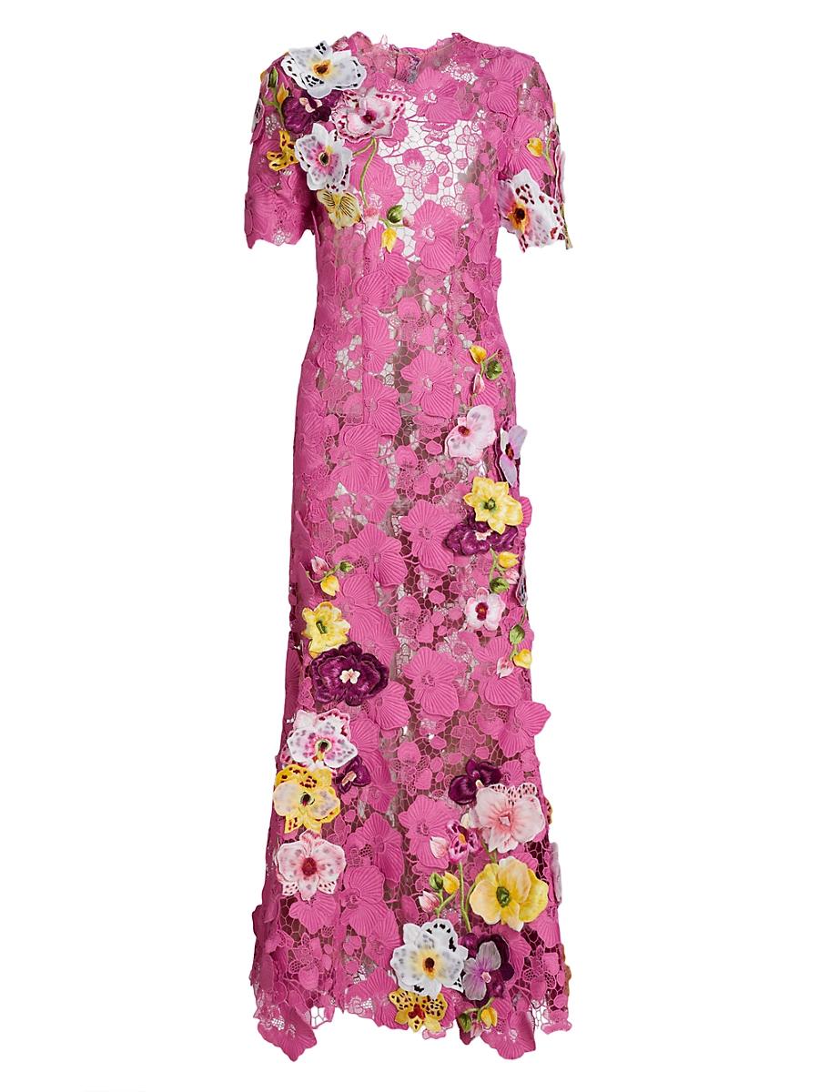 Womens Orchid Threadwork Lace Cocktail Dress Product Image