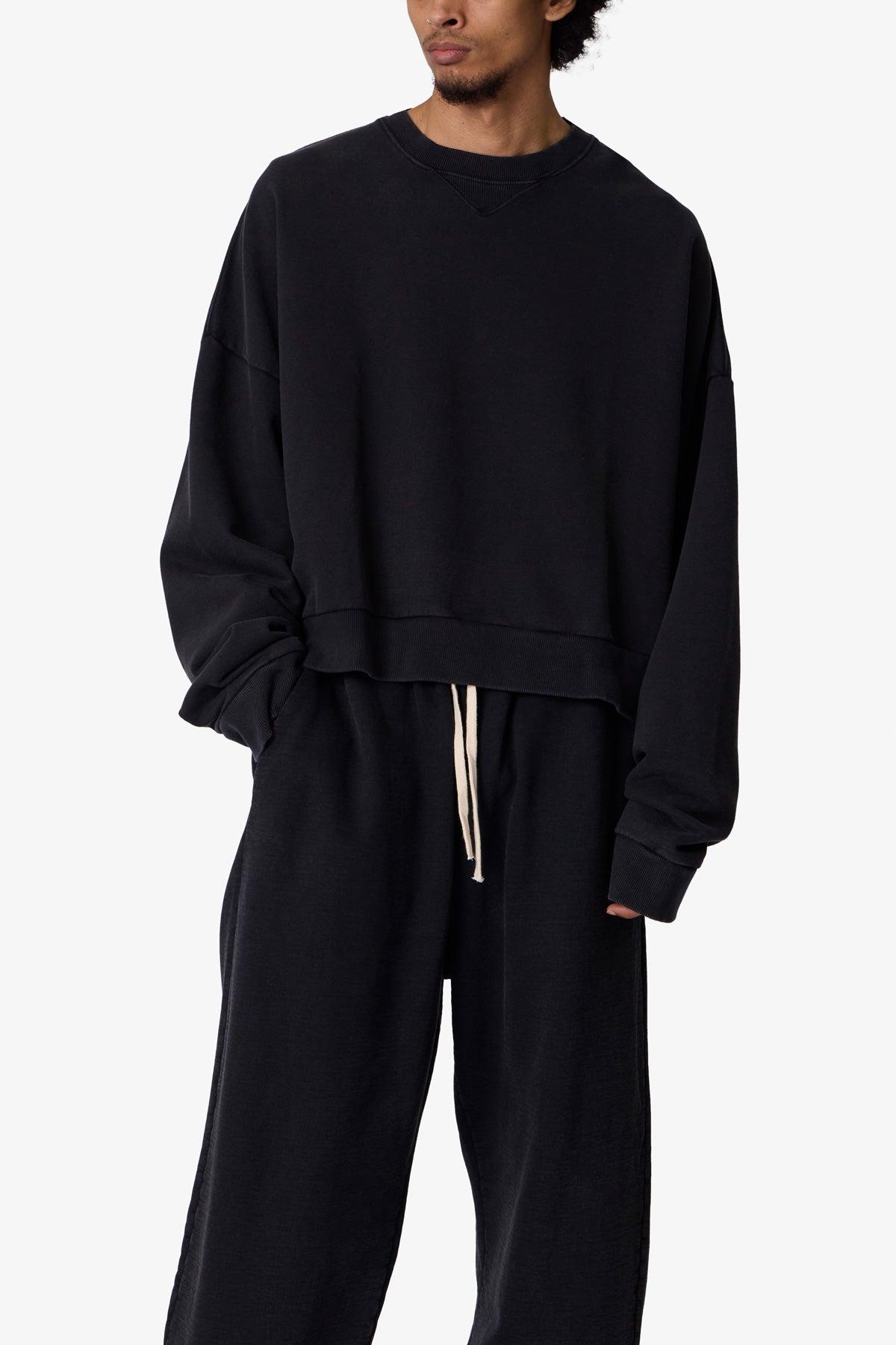 Cropped Crewneck - Washed Black Product Image