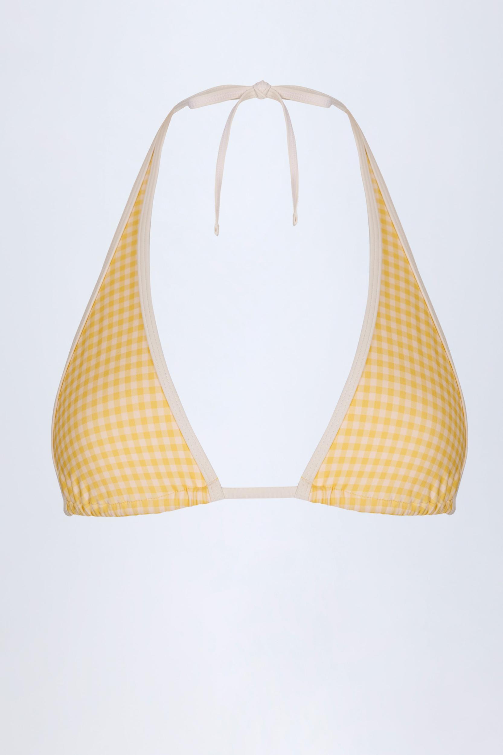 Halterneck Bikini Top in Yellow Gingham Product Image