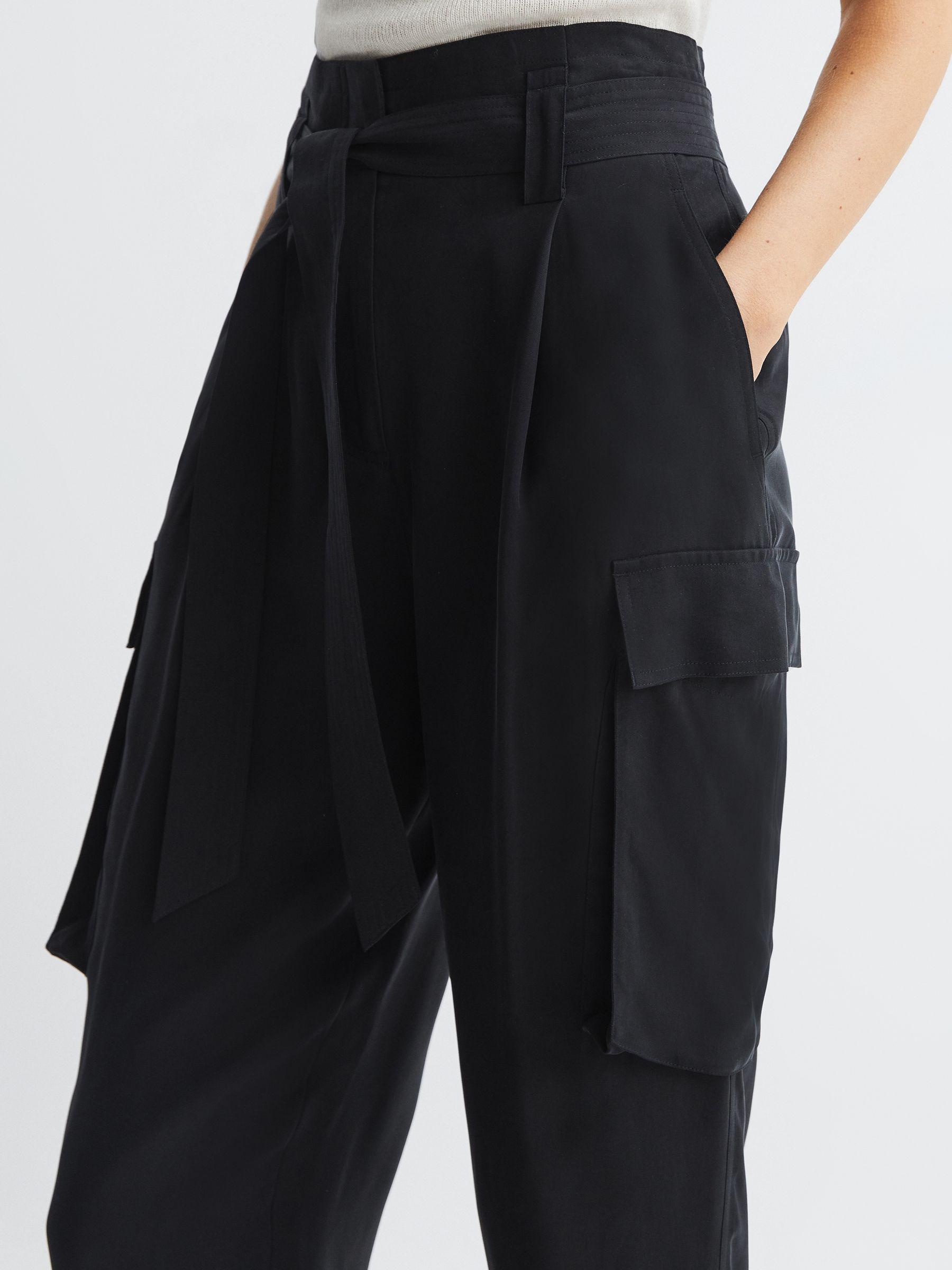 High Rise Straight Leg Utility Trousers in Black Product Image