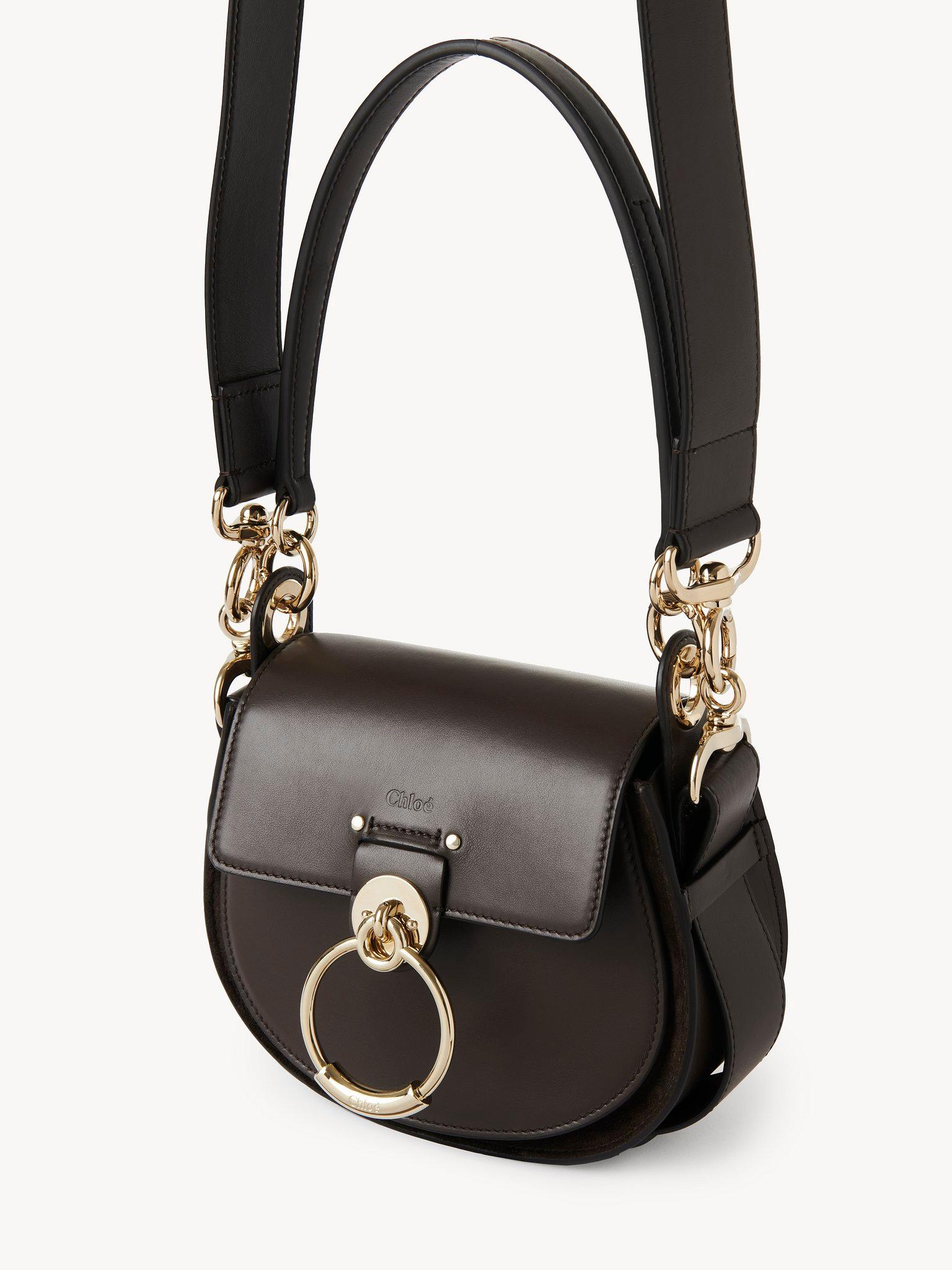 Small Tess bag in shiny & suede leather Product Image