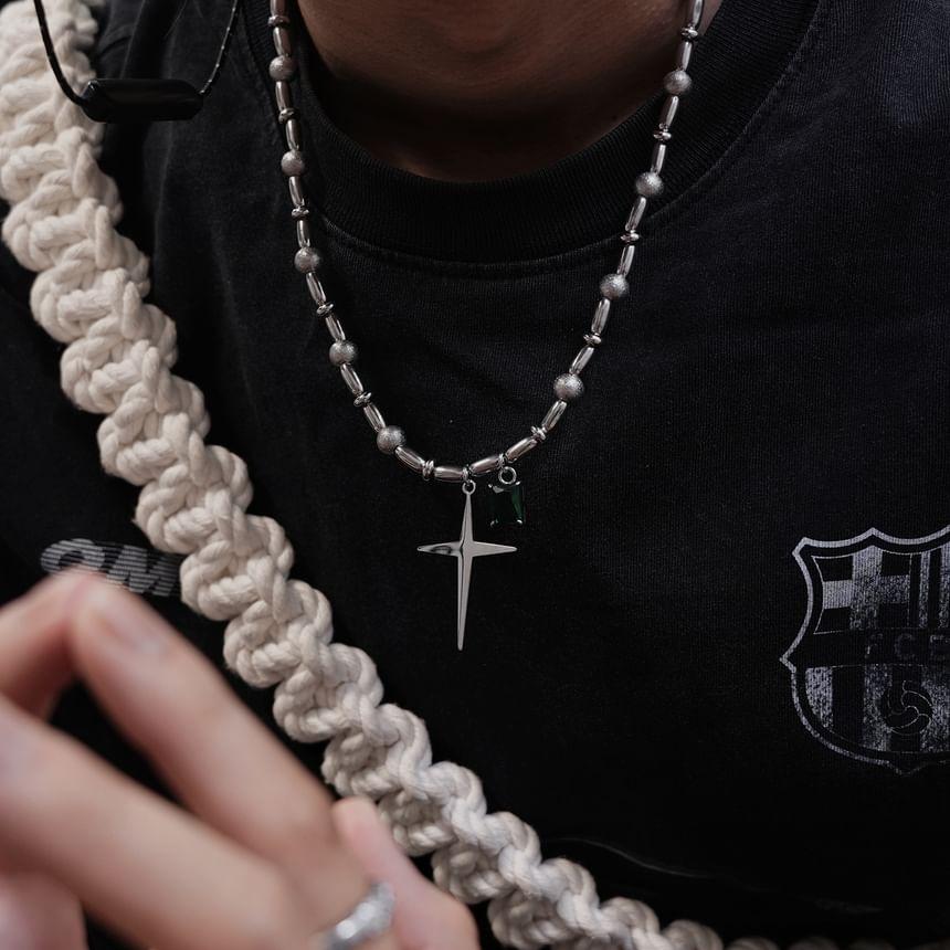 Star Rhinestone Pendant Beaded Necklace Product Image