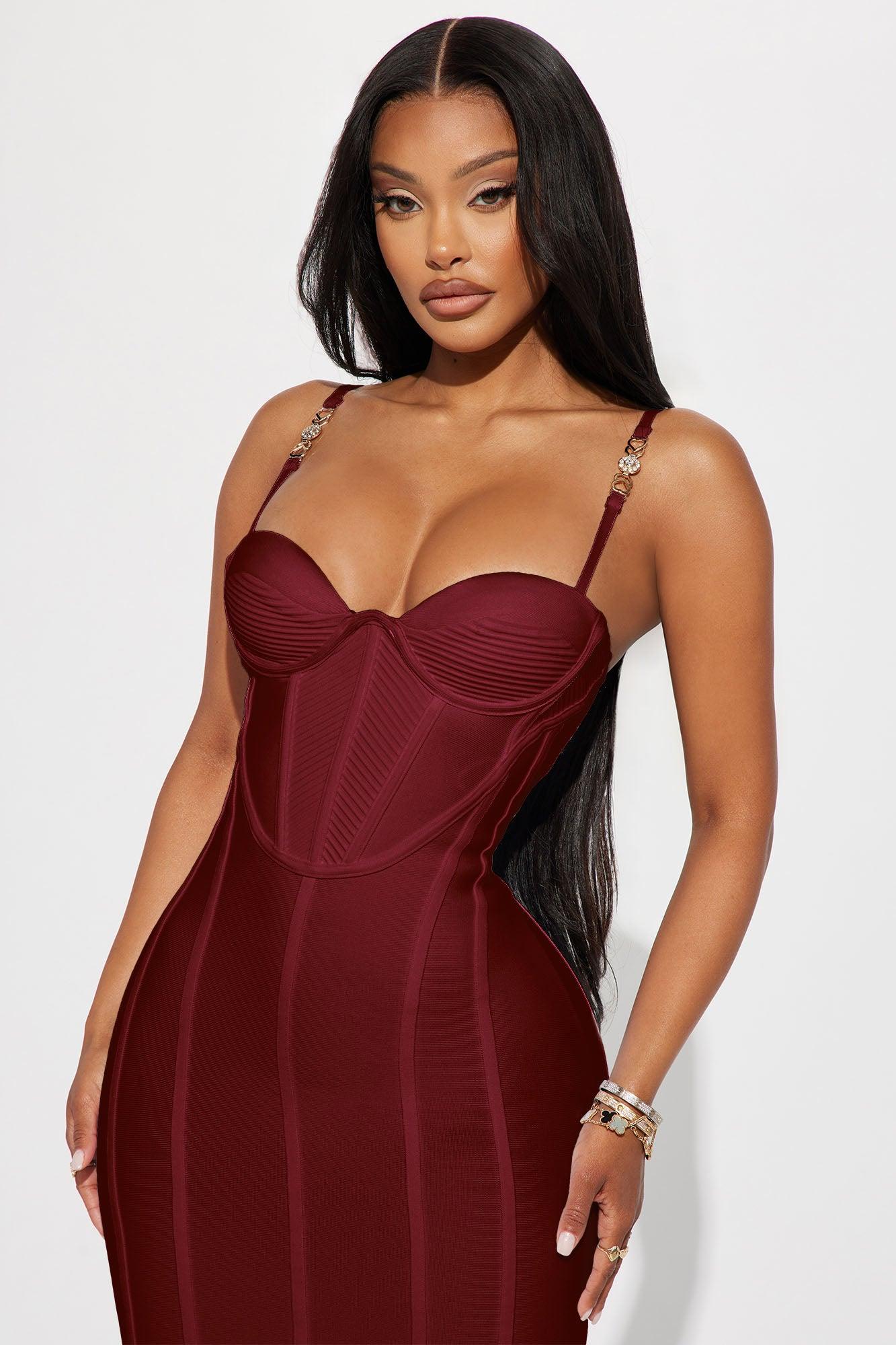 Victoria Bandage Midi Dress - Wine Product Image