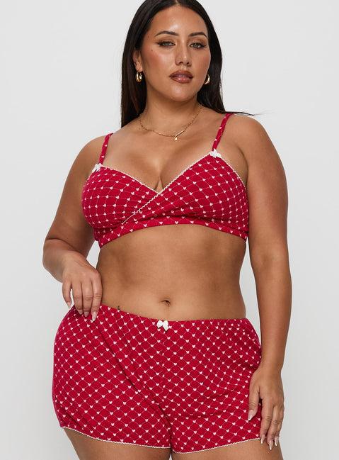 Slumber Pointelle Sleep Bralette Red Curve Product Image