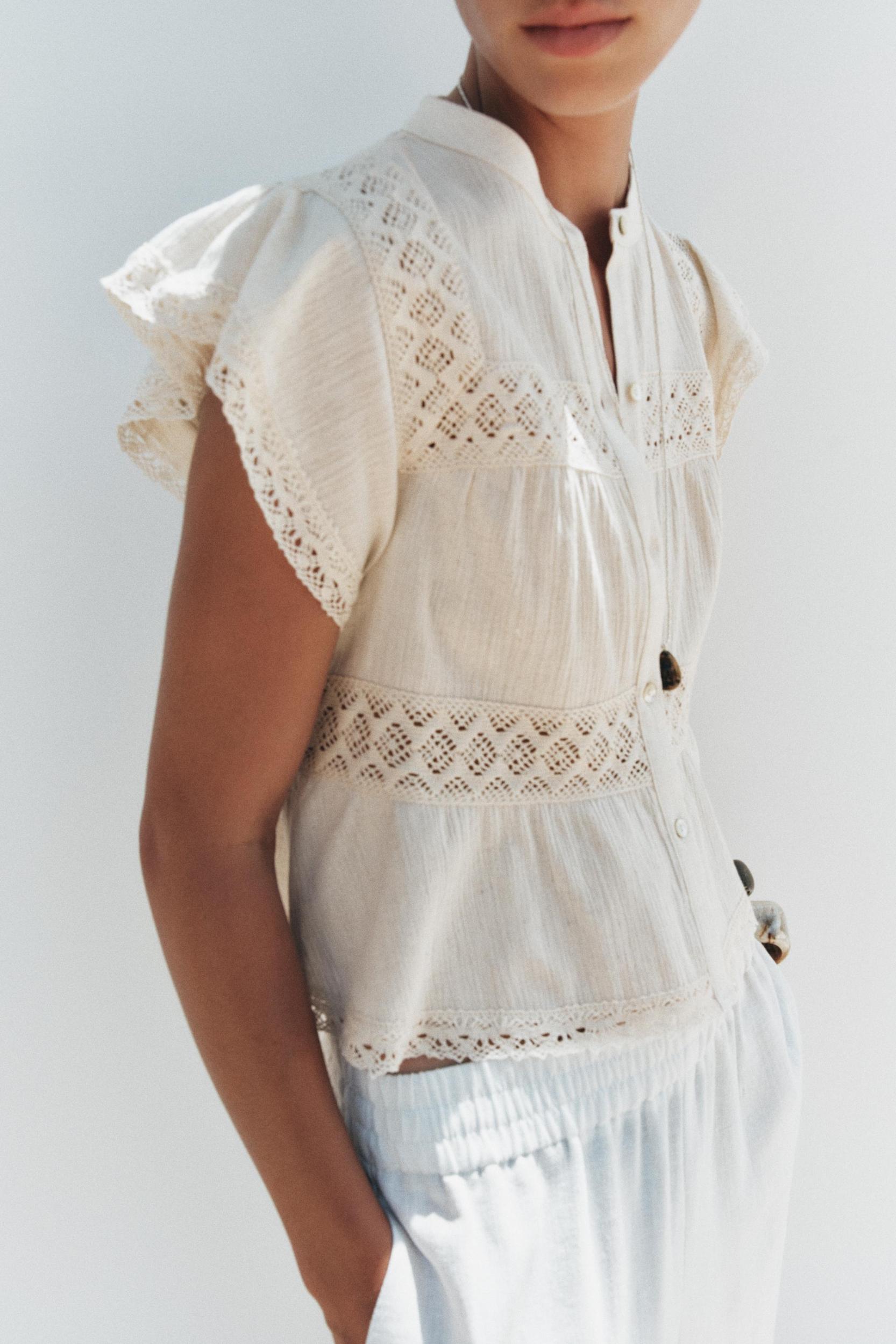 RUSTIC CROCHET LADDER STITCH TOP Product Image