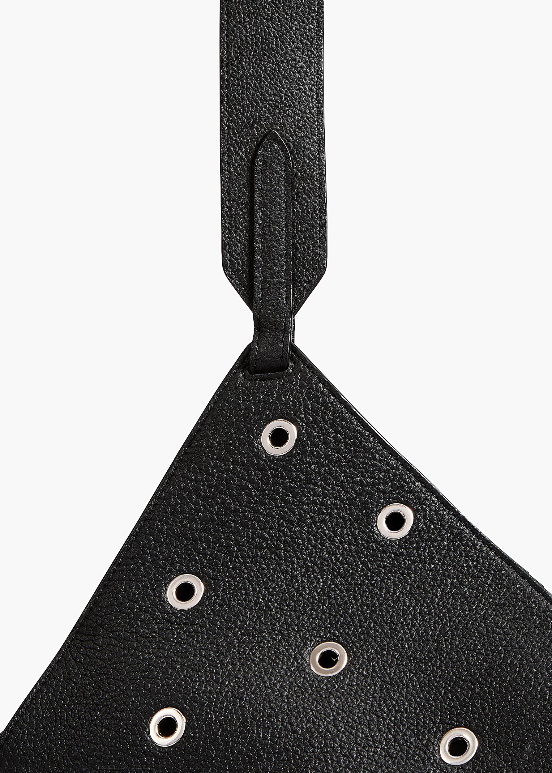 Small Lotus Tote in Black Pebbled Leather with Grommets Product Image