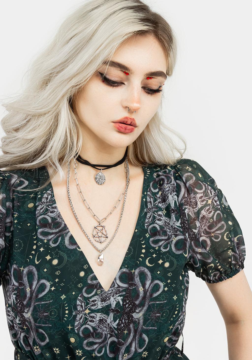 Cailleach Puff Sleeve Pleated Mini Dress Product Image