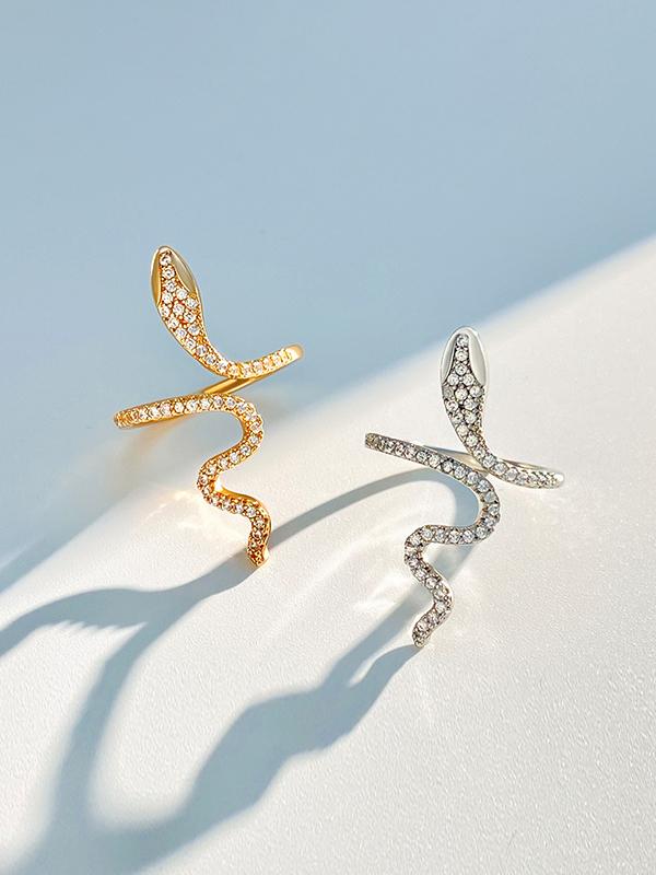 Rhinestone Snake Shape Solid Color Rings Accessories Product Image