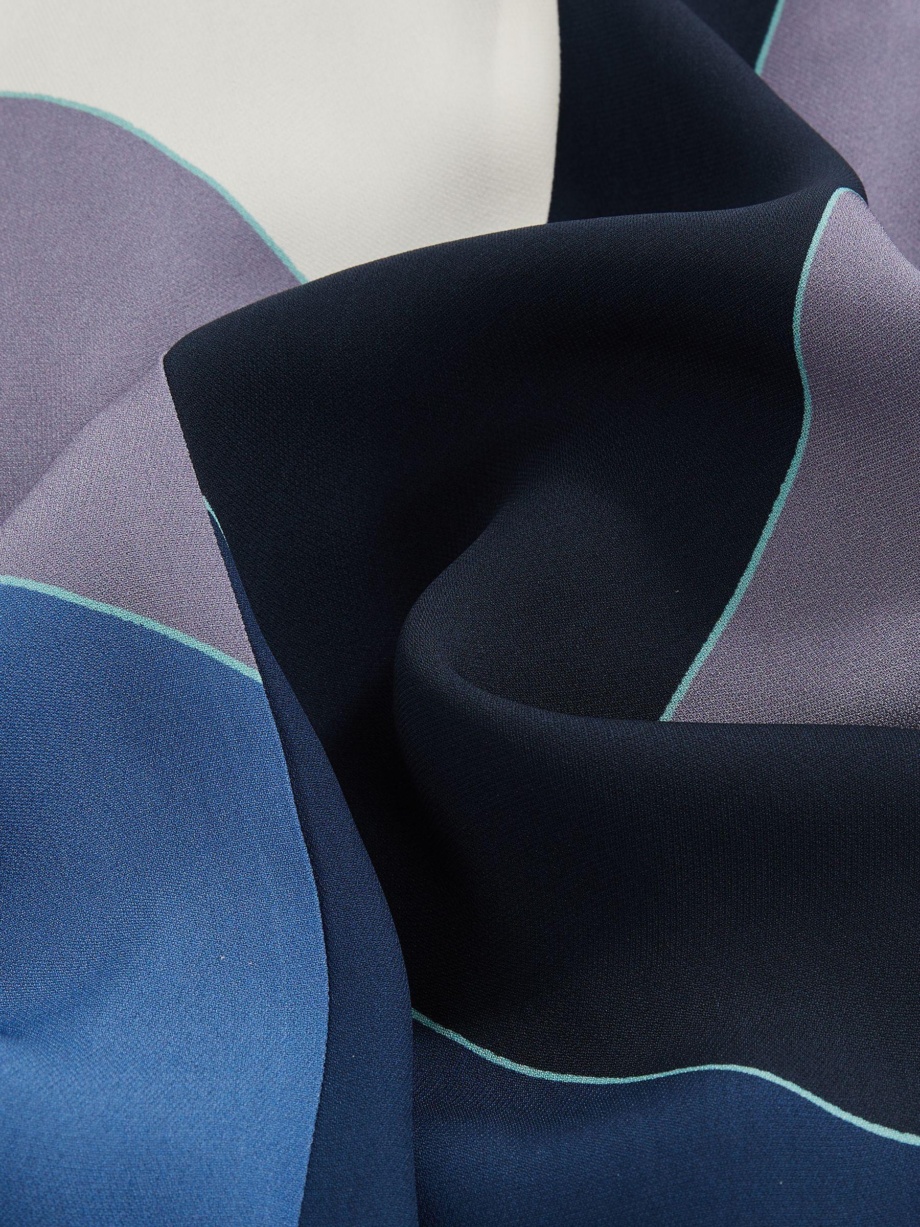 Stripe Print V-Back Midi Dress in Blue Product Image