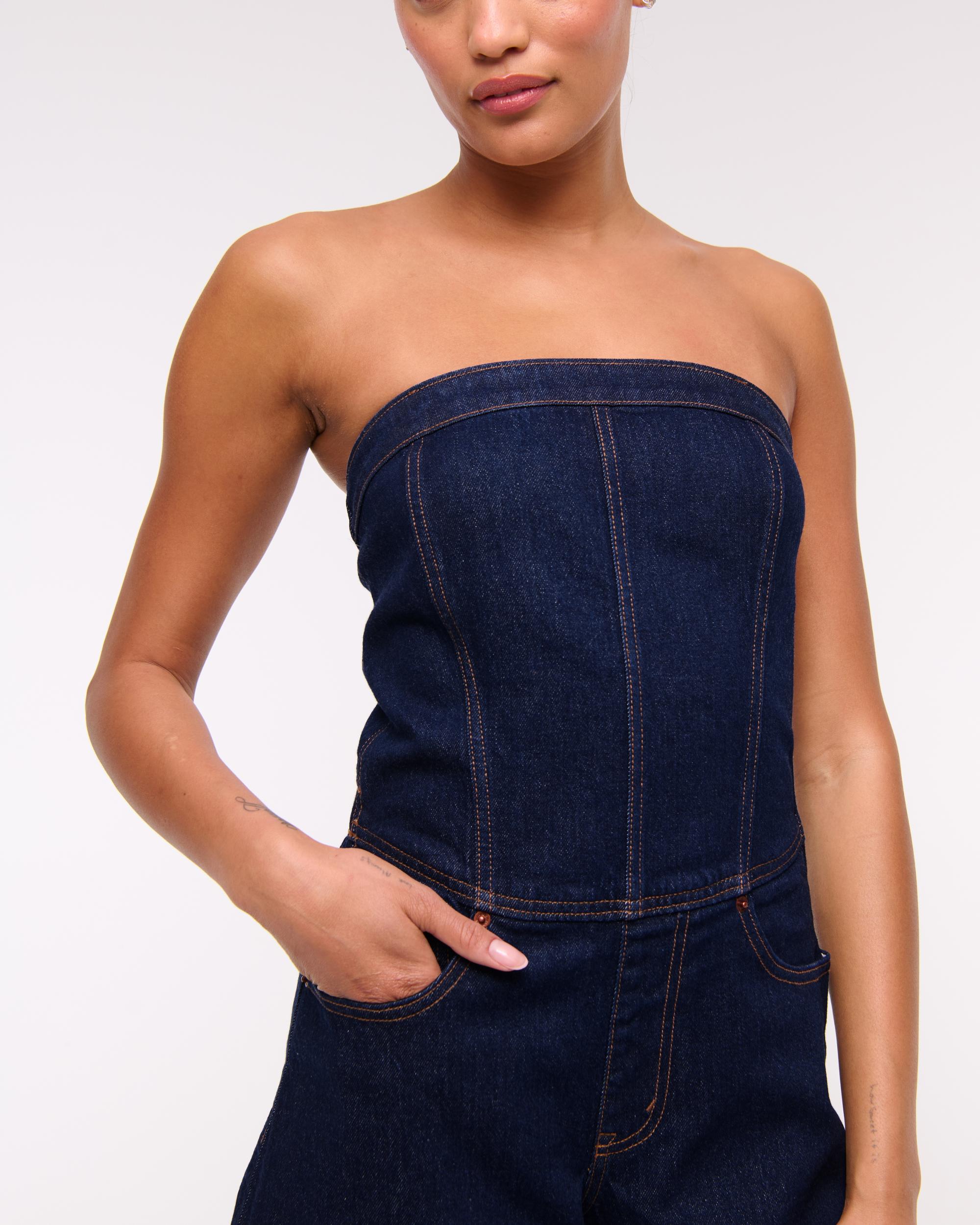 Strapless Denim Romper Product Image