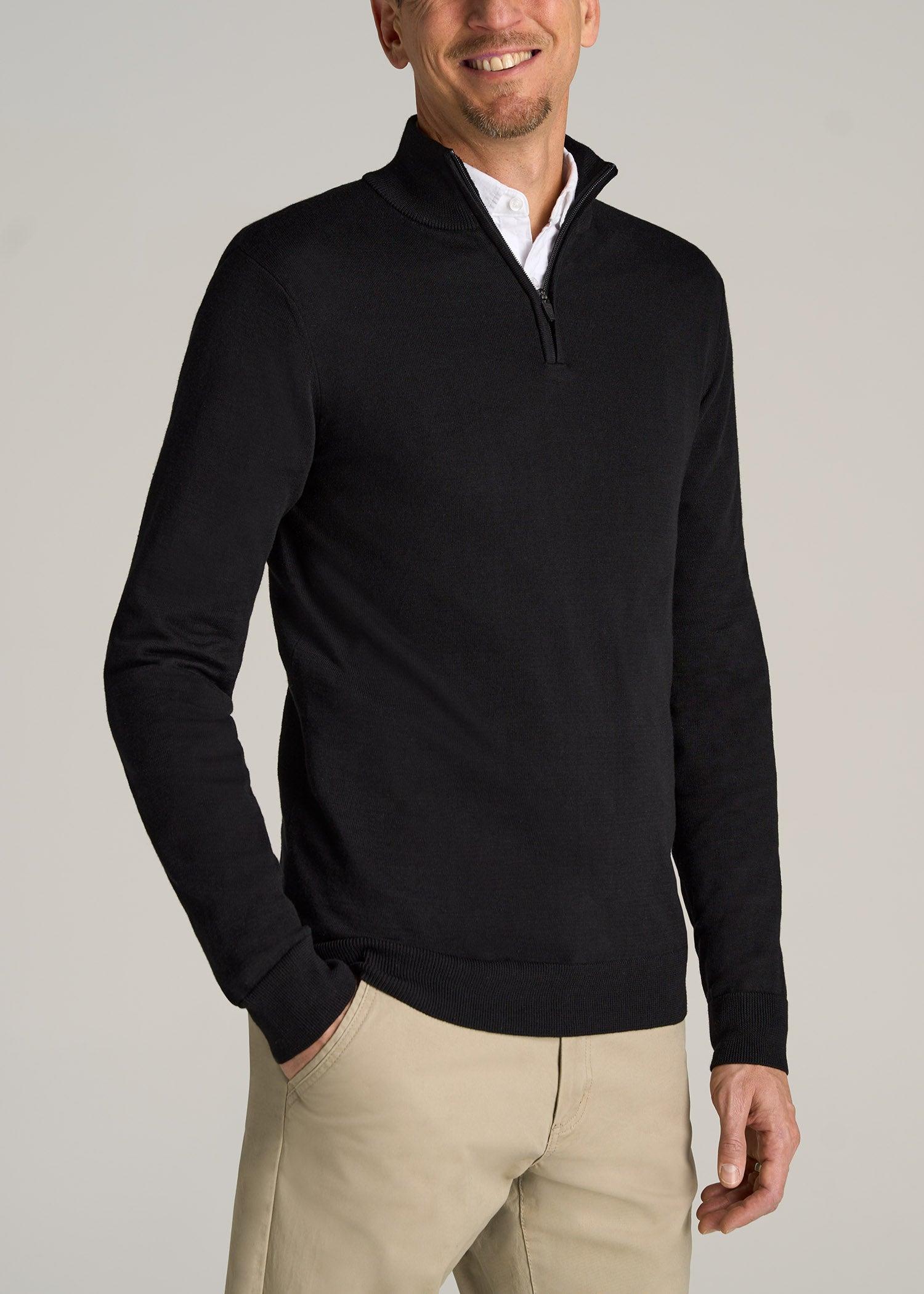 Everyday Quarter-Zip Sweater for Tall Men in Black Male Product Image