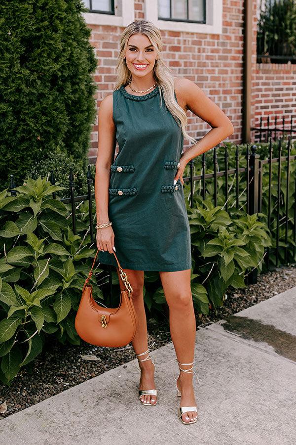 Apple Cider Sippin Mini Dress in Hunter Green Product Image