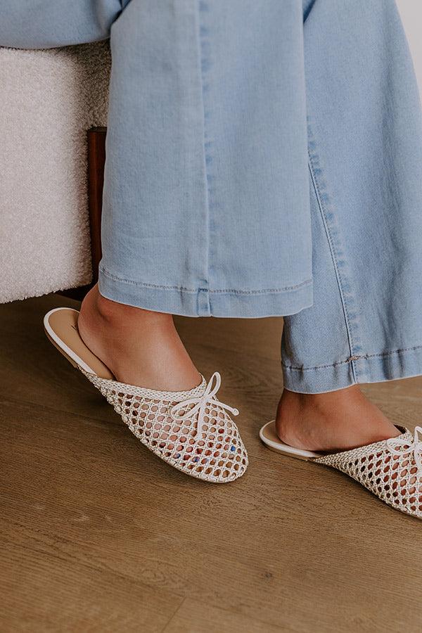 The Elsie Faux Leather Woven Flats in Ivory Product Image