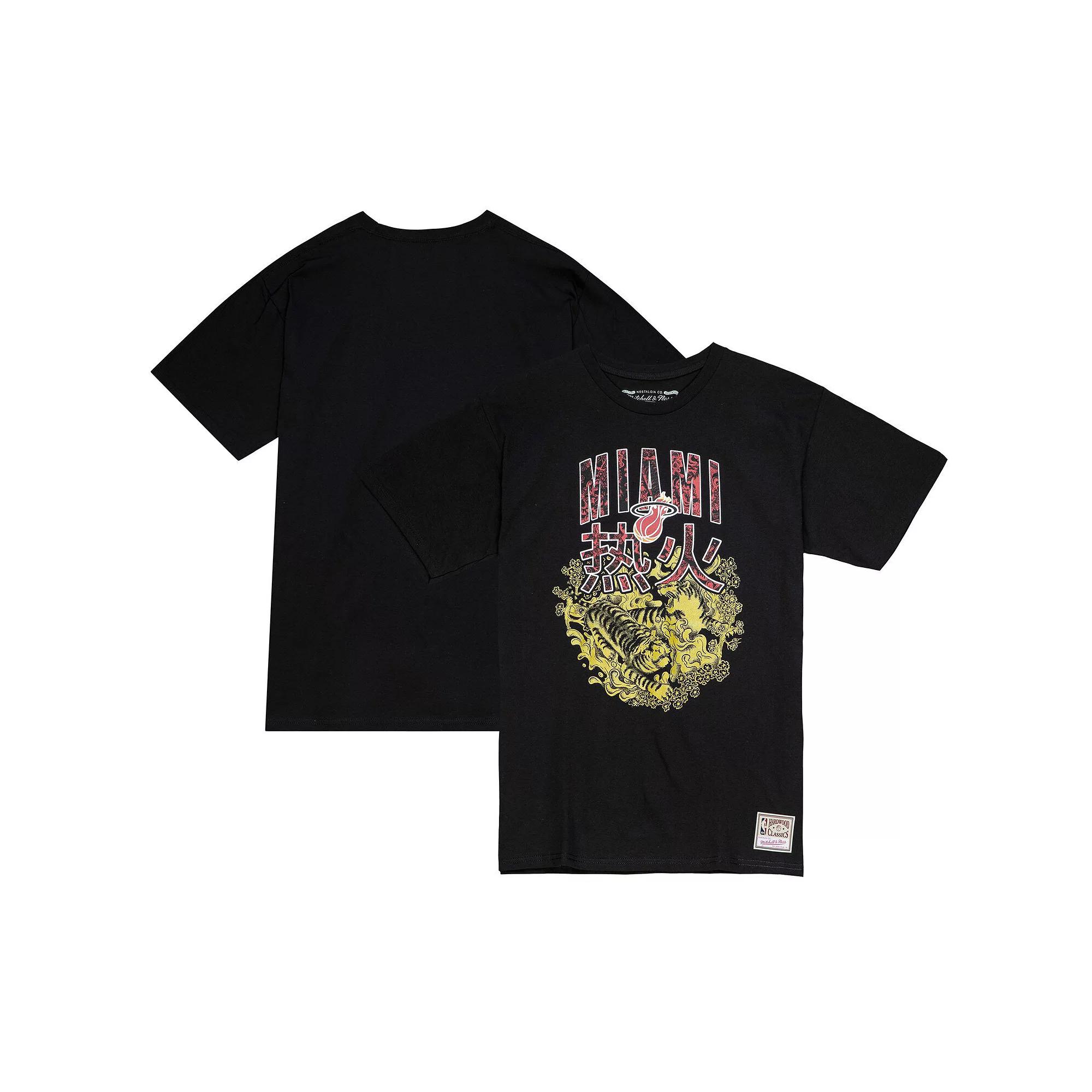 Men's Mitchell & Ness  Black Miami Heat Hardwood Classics Chinese New Year 4.0 T-Shirt, Size: XL Product Image