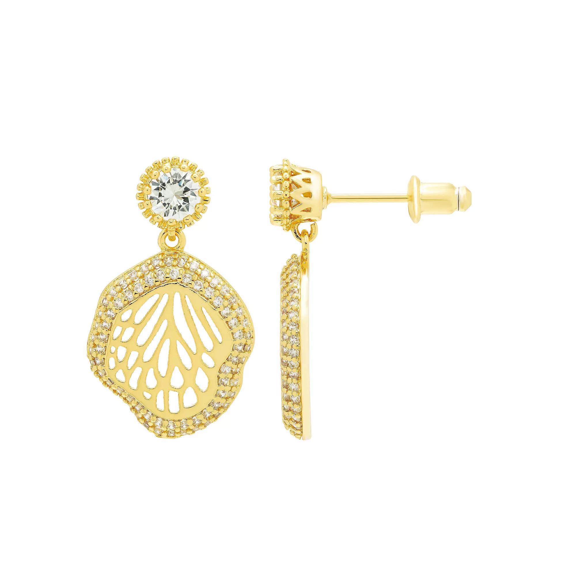 A&M Gold-Tone Beach Seashell Earrings, Womens, Gold Tone Product Image