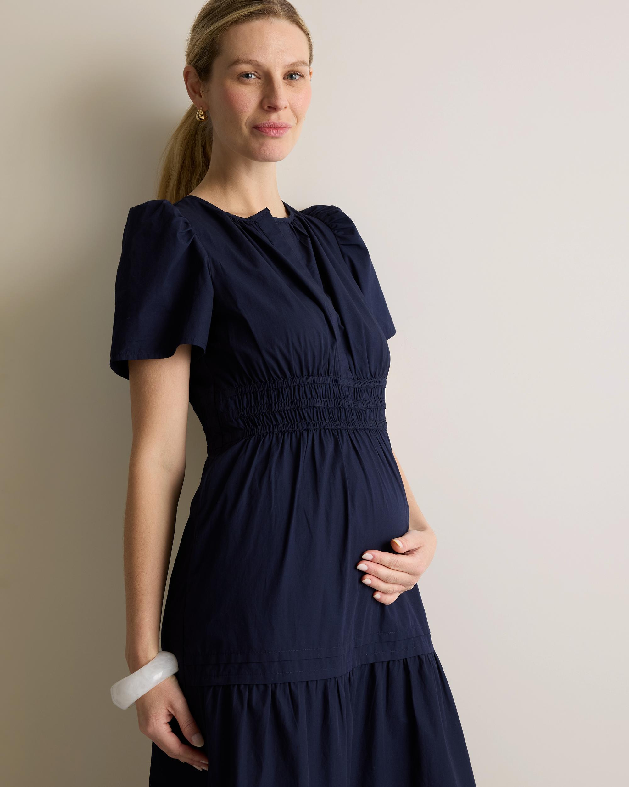Quince | Women's Poplin Maternity Tiered Maxi Dress Size XS, Organic Cotton Product Image